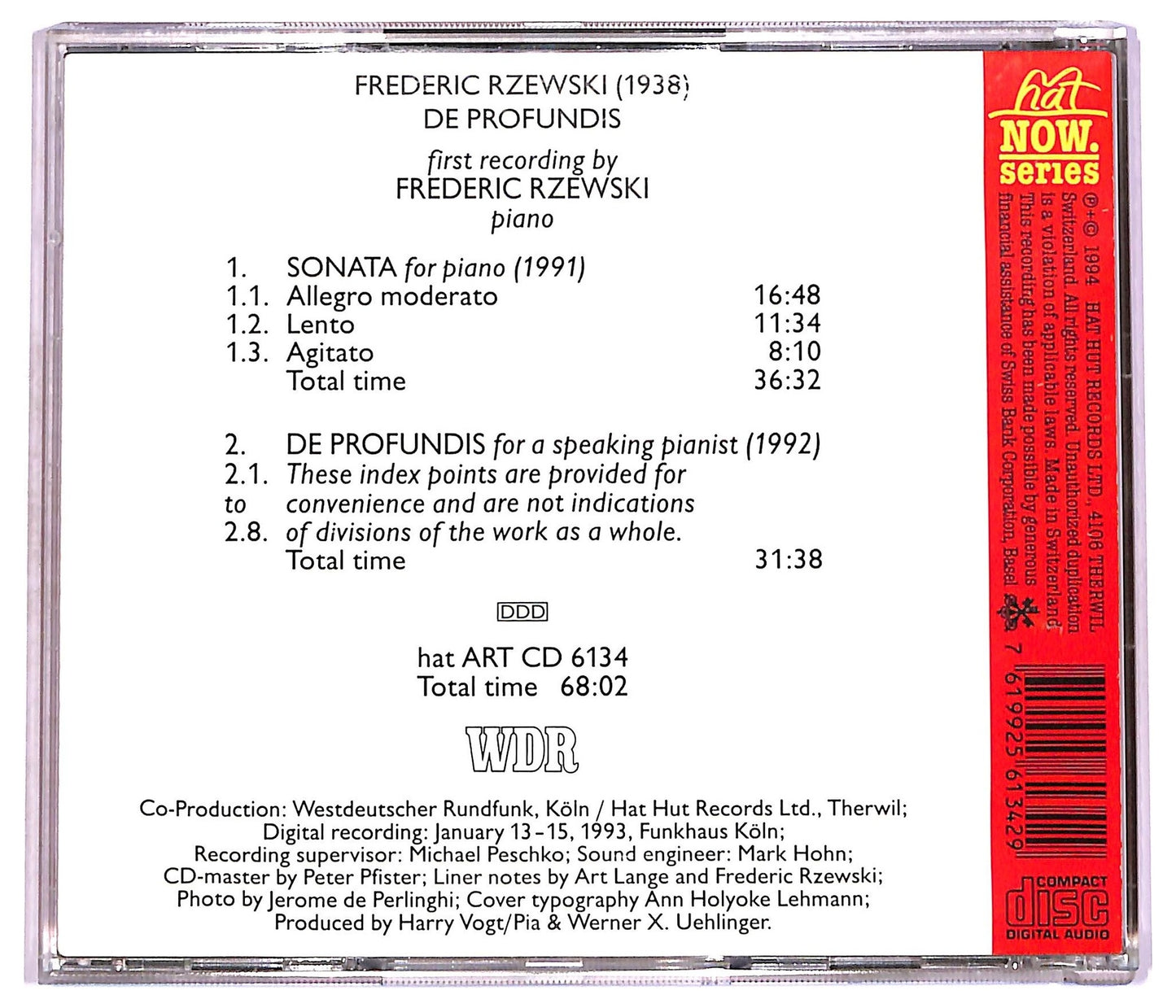 EBOND Frederic Rzewski - De Profundis CD CD077738