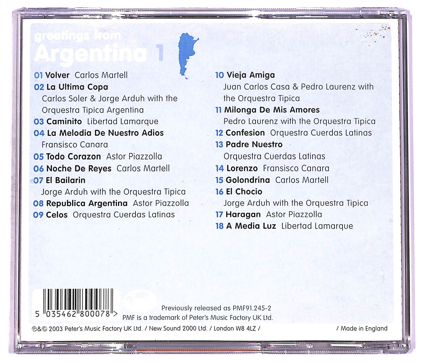 EBOND Various - Greetings From Argentina 1 CD CD077816