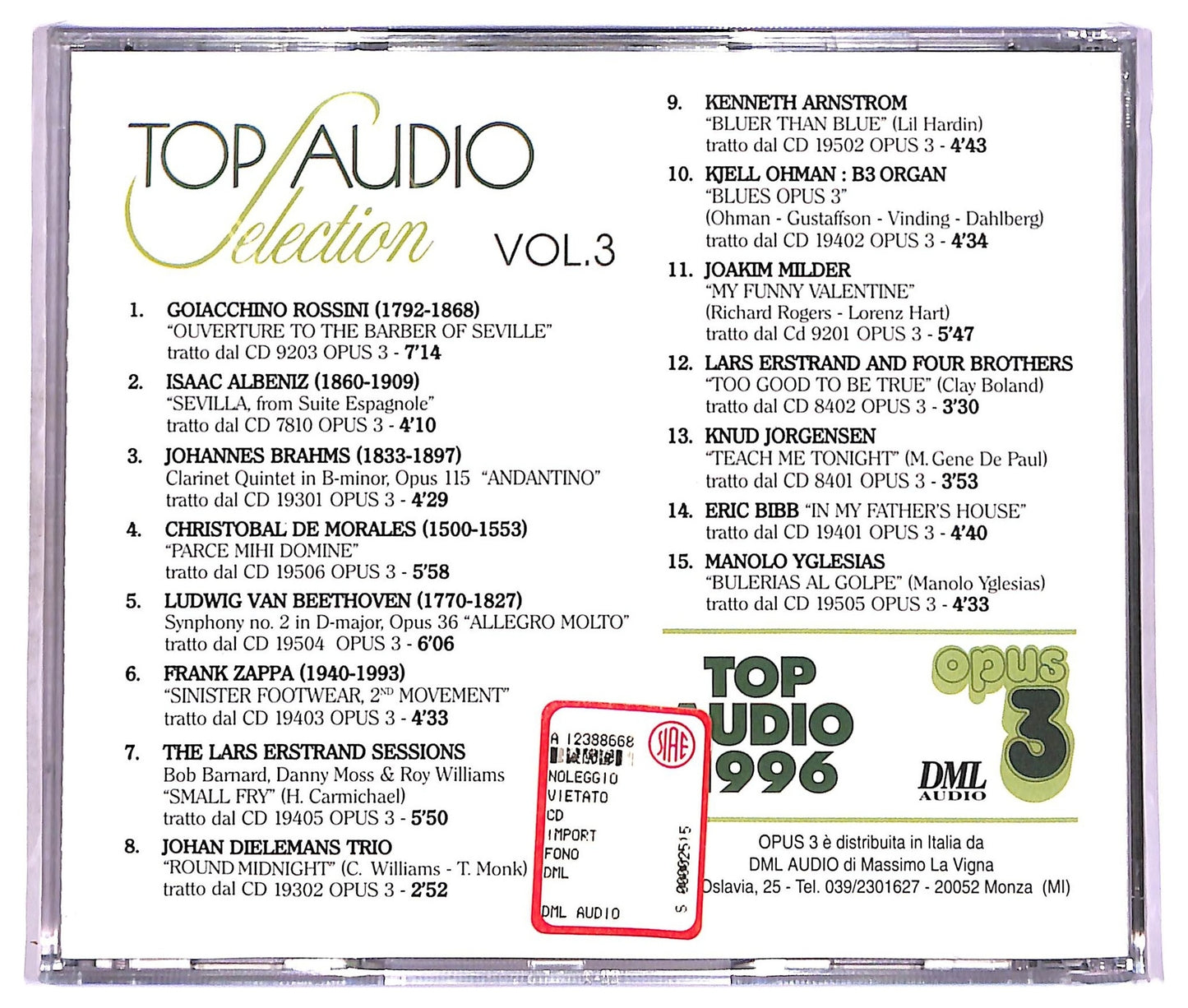 EBOND Various - Top Audio Selection Vol. 3 - Top Audio 1996 CD CD078021