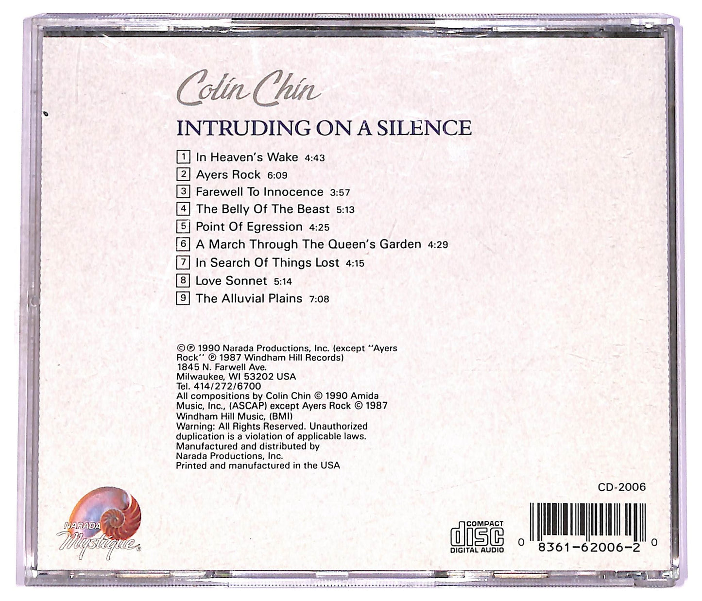EBOND Colin Chin - Intruding On A Silence CD CD078037