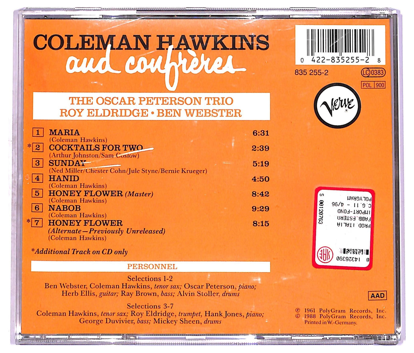 EBOND Coleman Hawkins - And Confreres CD CD078142