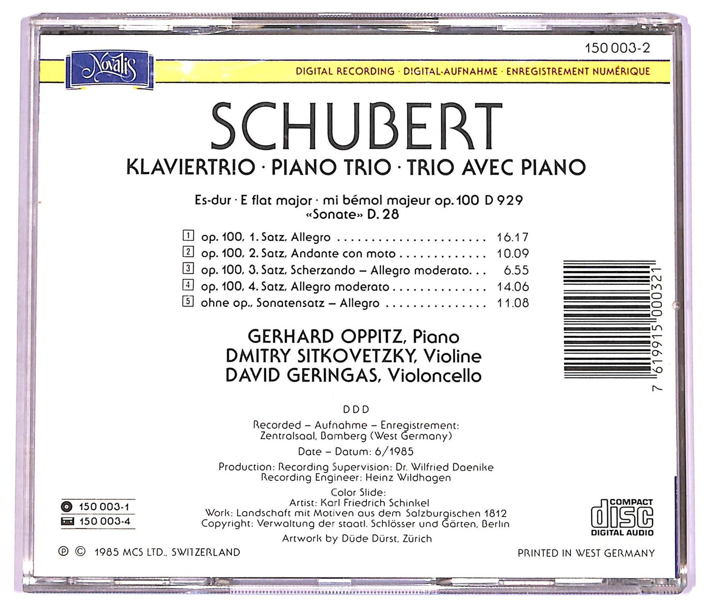 EBOND Schubert - Klaviertrio Piano Trio Trio Avec Piano CD CD078407