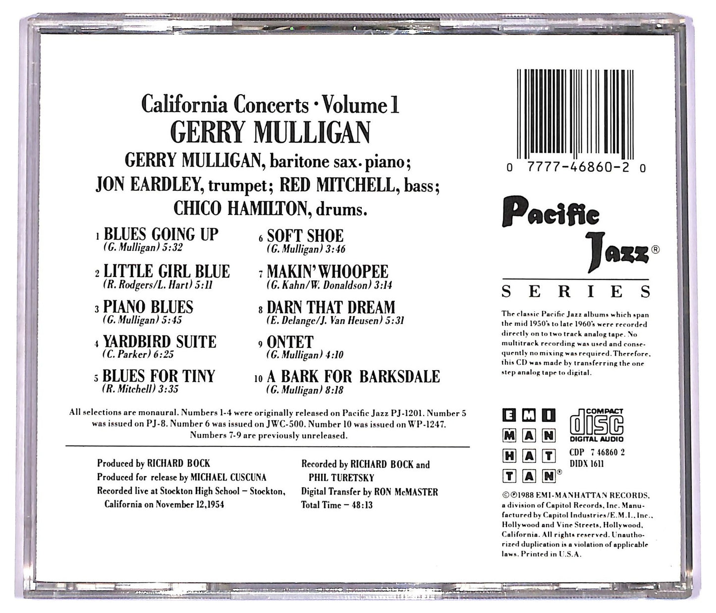 EBOND Gerry Mulligan - California Concerts • Volume 1 CD CD078618