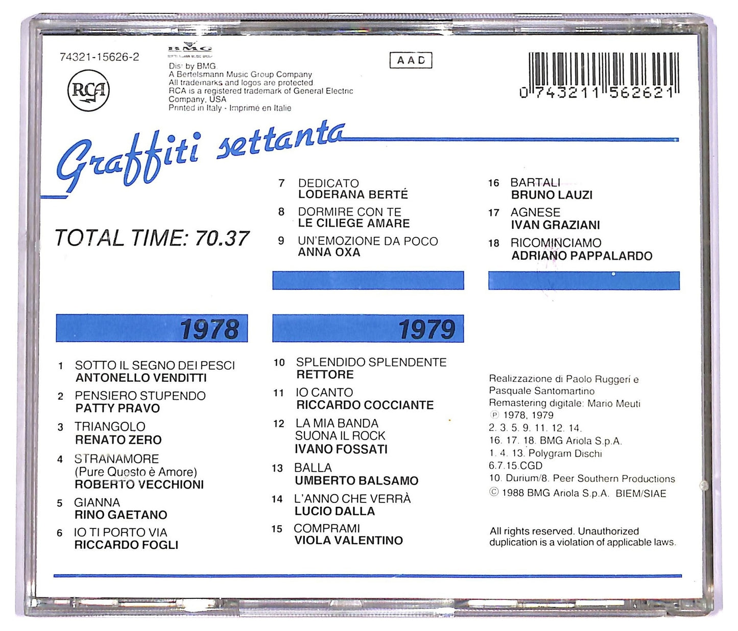 EBOND Various - Graffiti Settanta 1978 - 1979 CD CD078755