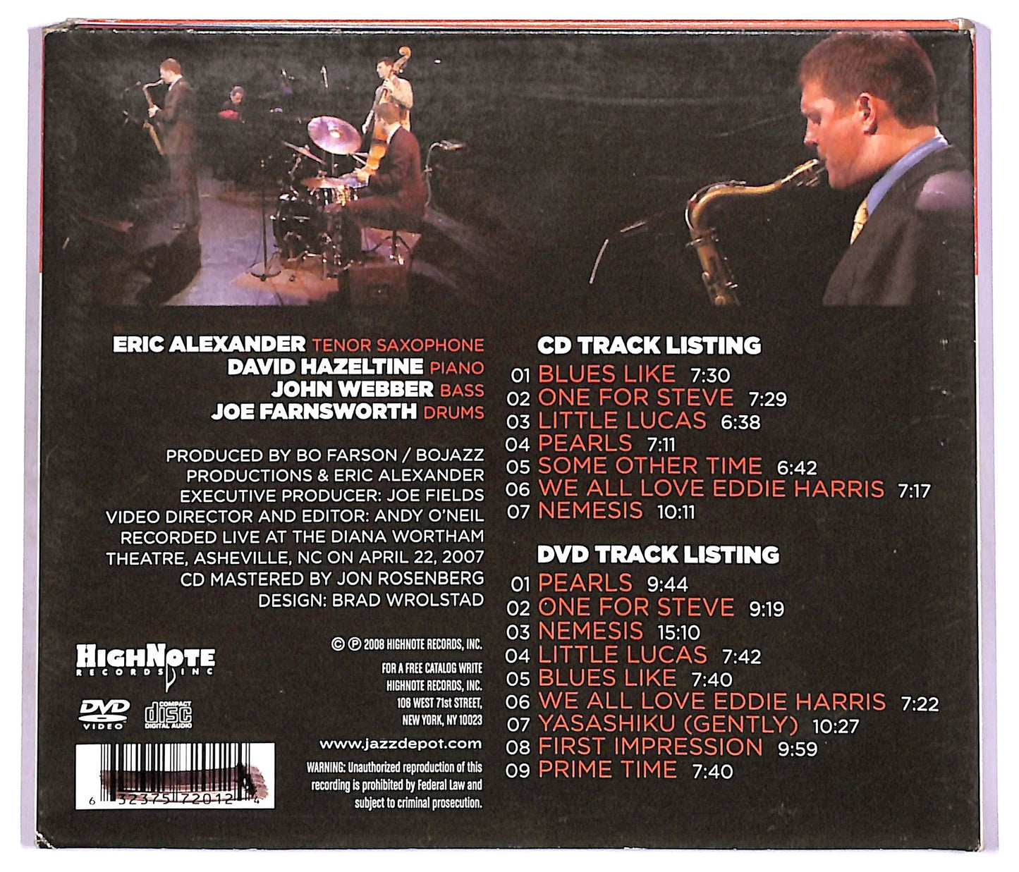 EBOND Eric Alexander Quartet - Prime Time - In Concert +DVD CD CD079203