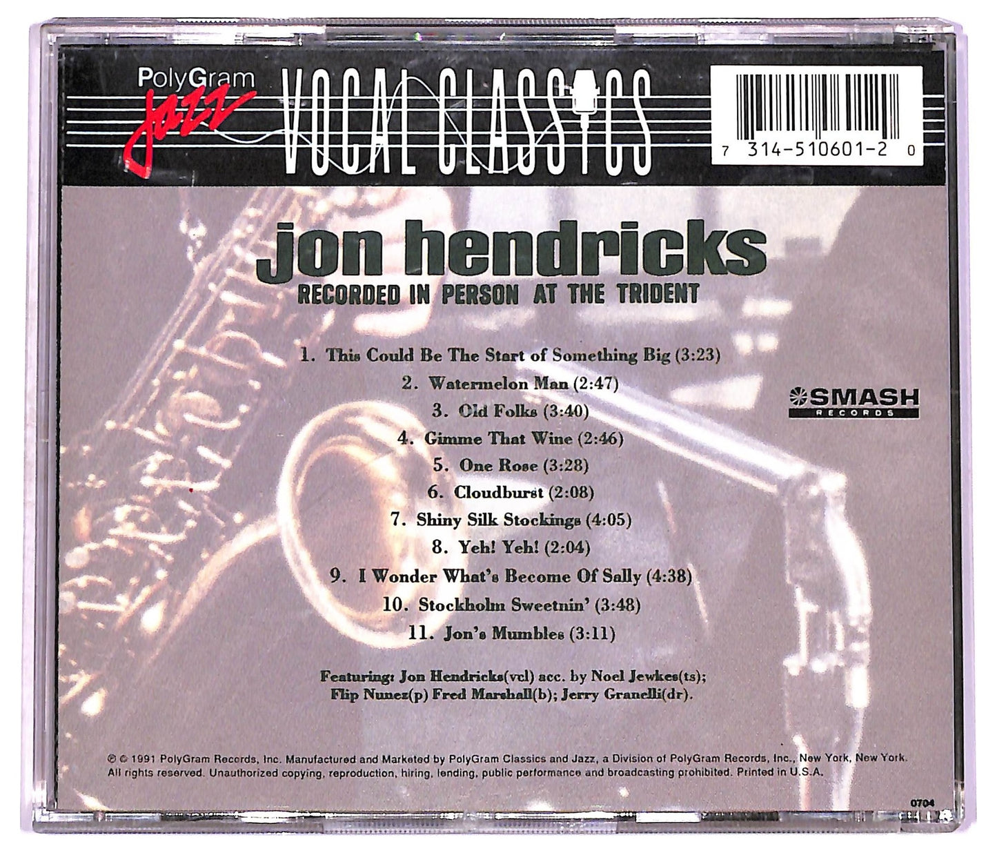 EBOND Jon Hendricks - Recorded In Person At The Trident CD CD079251
