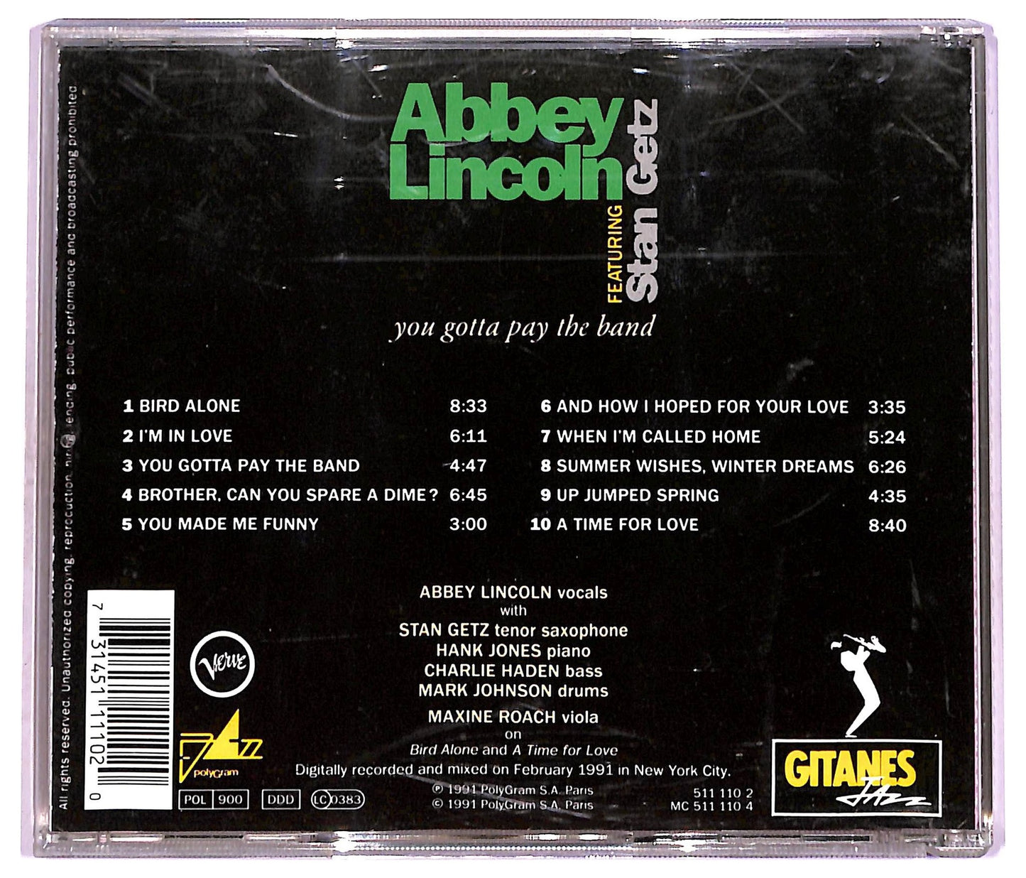 EBOND Abbey Lincoln featuring Stan Getz - You Gotta Pay The Band CD CD079661