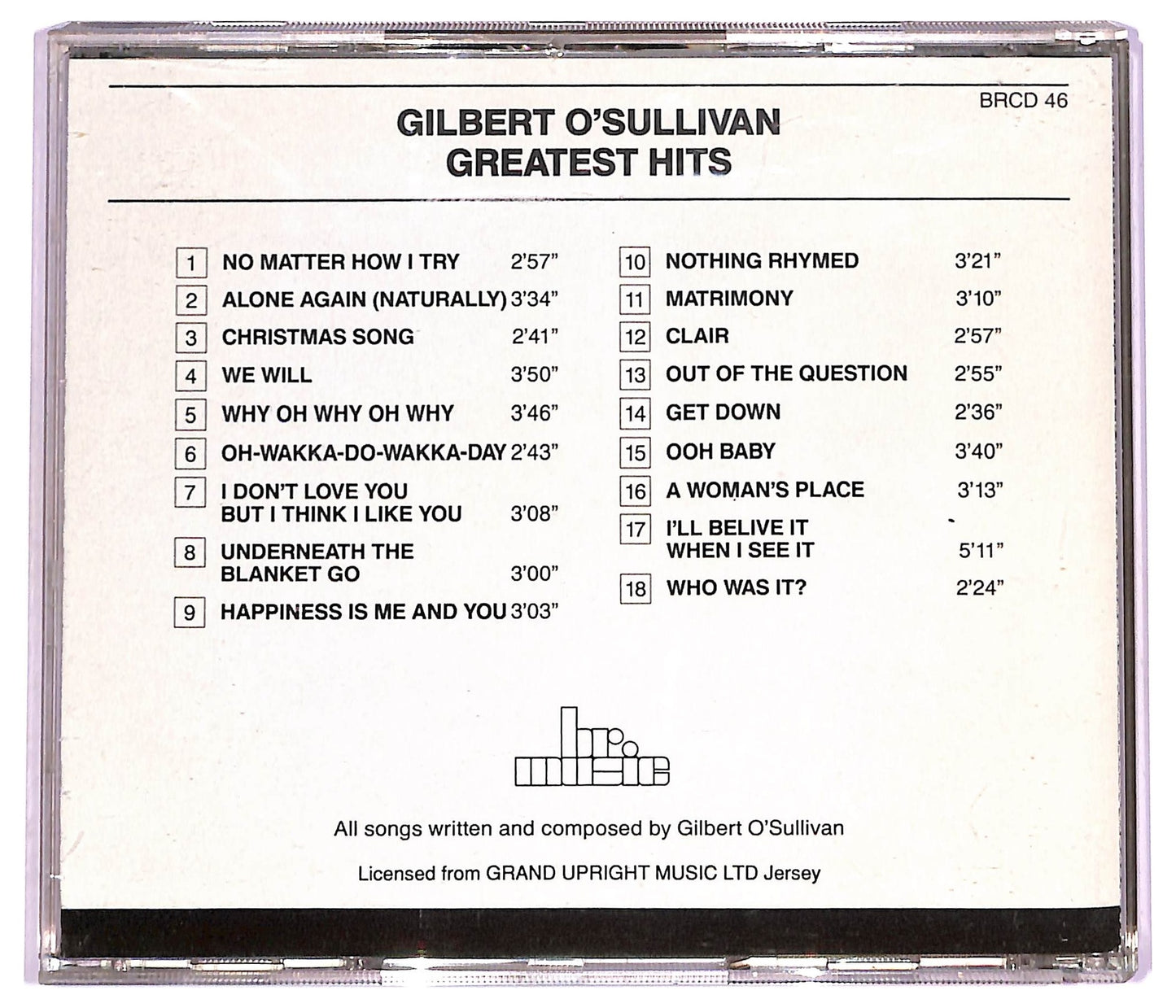 EBOND Gilbert O'Sullivan - Greatest Hits CD CD080022