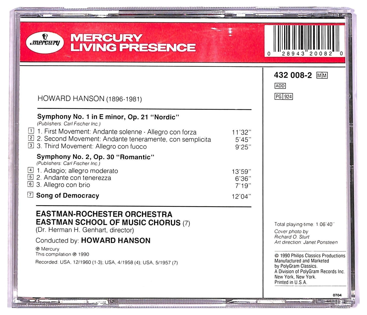 EBOND Hanson - Hanson Conducts Symphony No.1 CD CD080310