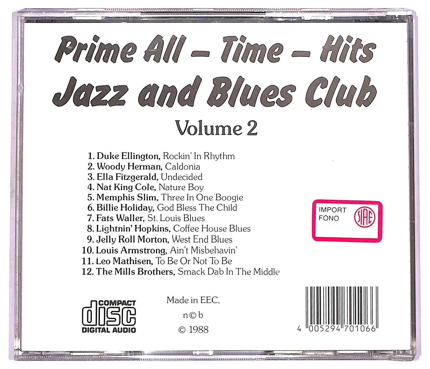 EBOND Various - Prime All - Time - Hits Jazz And Blues Club Volume 2 CD CD080334