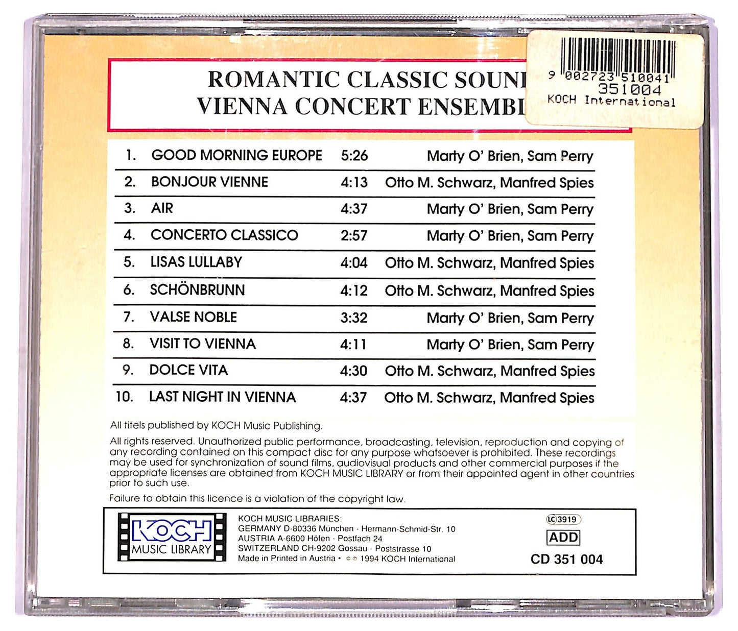 EBOND Romantic Classic Sound - Vienna Concert Ensemble CD CD080362