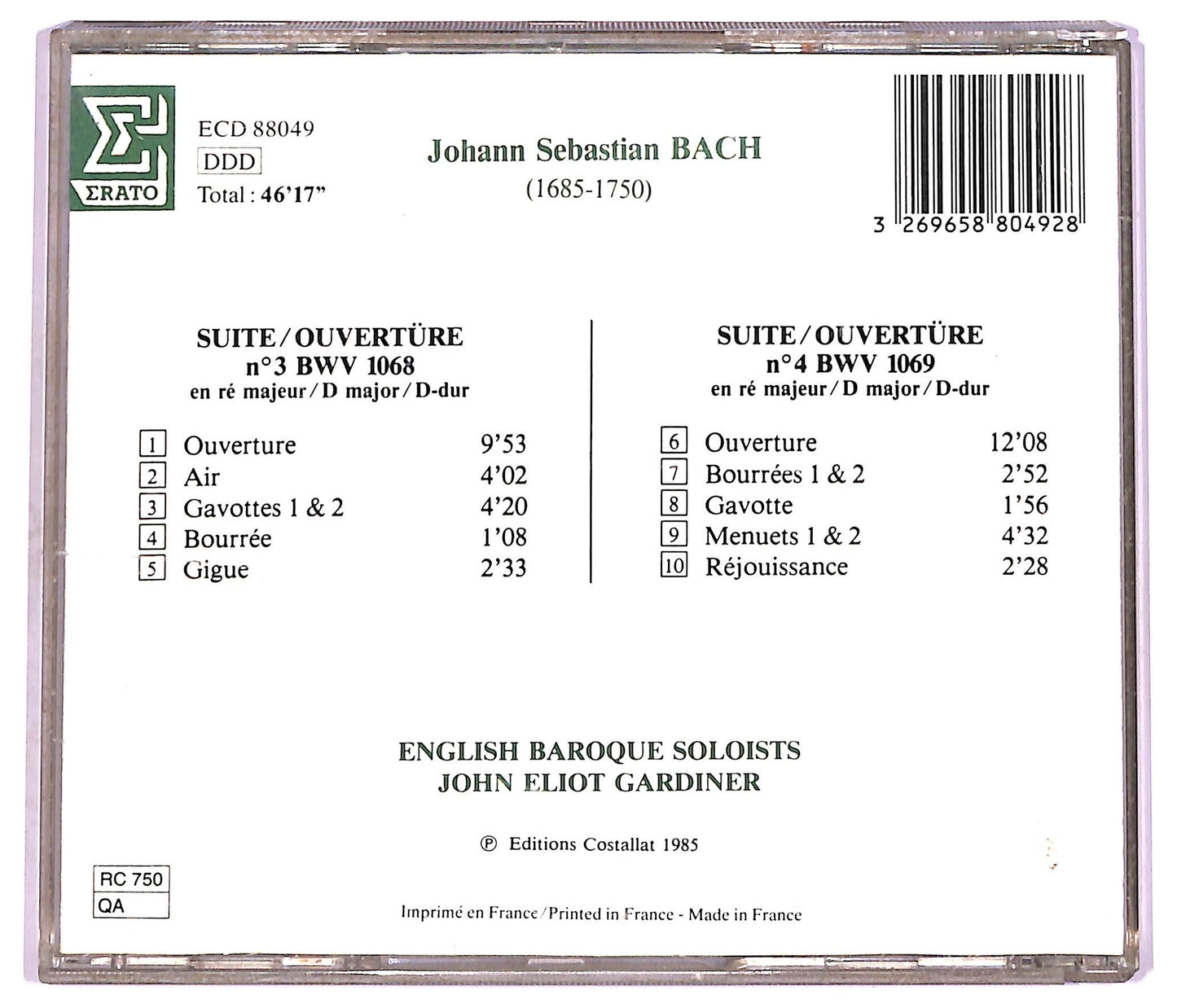 EBOND J.S. Bach - Ouverturen Suites BWV 1068 - 1069 CD CD080409