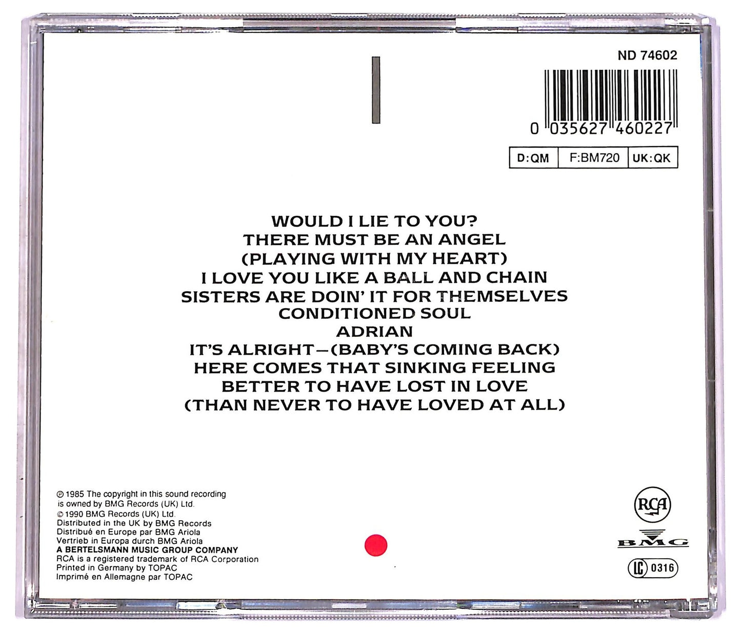 EBOND Eurythmics - Be Yourself Tonight CD CD080617