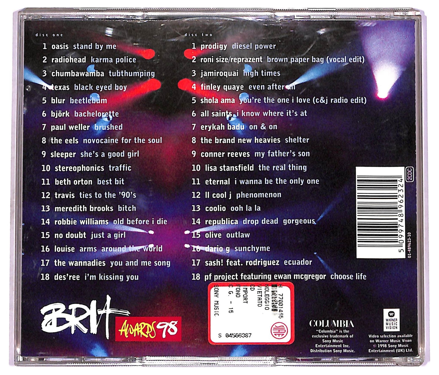EBOND Various - The 1998 Brit Awards CD CD080713