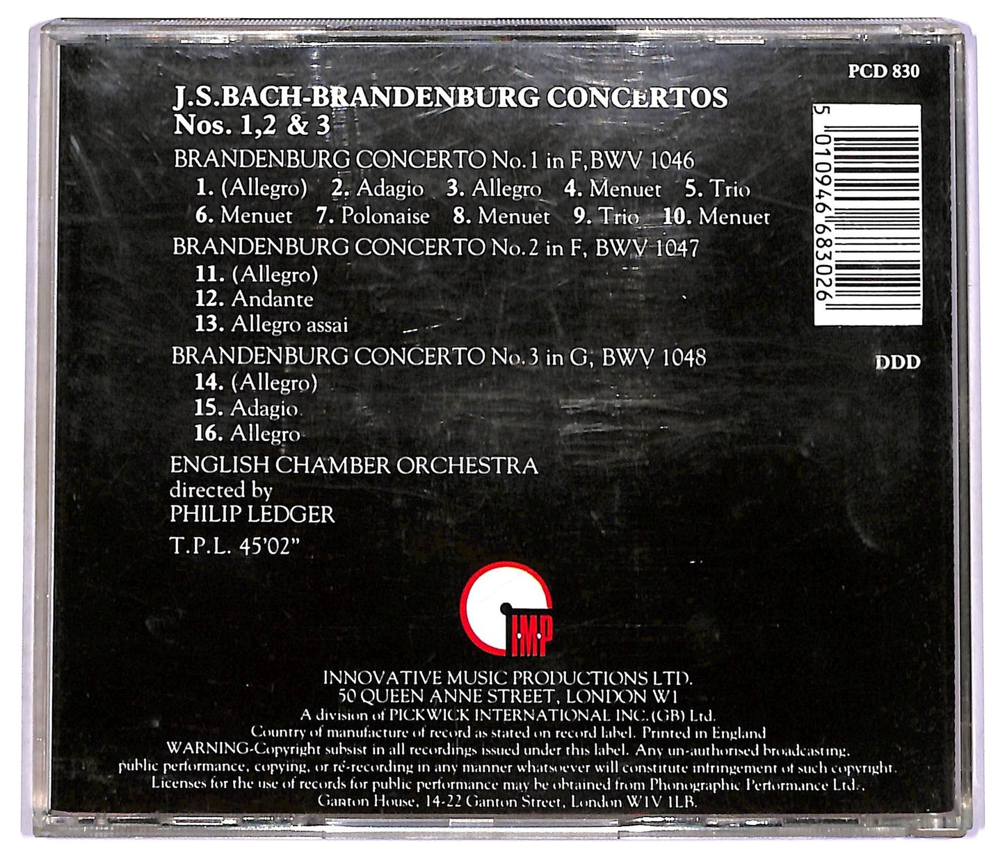 EBOND J.S. Bach - Brandenburg Concertos Nos 1 2 & 3 CD CD081238