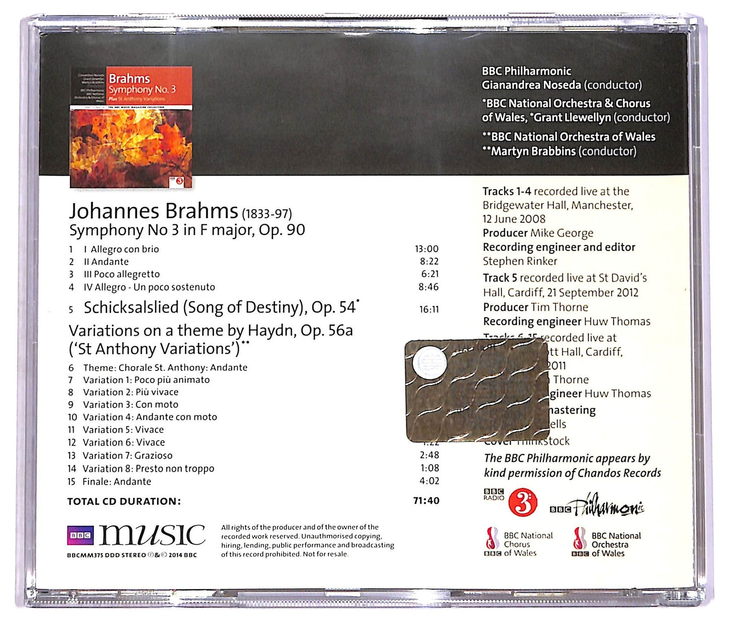 EBOND Johannes Brahms - Symphony No. 3 CD CD081243