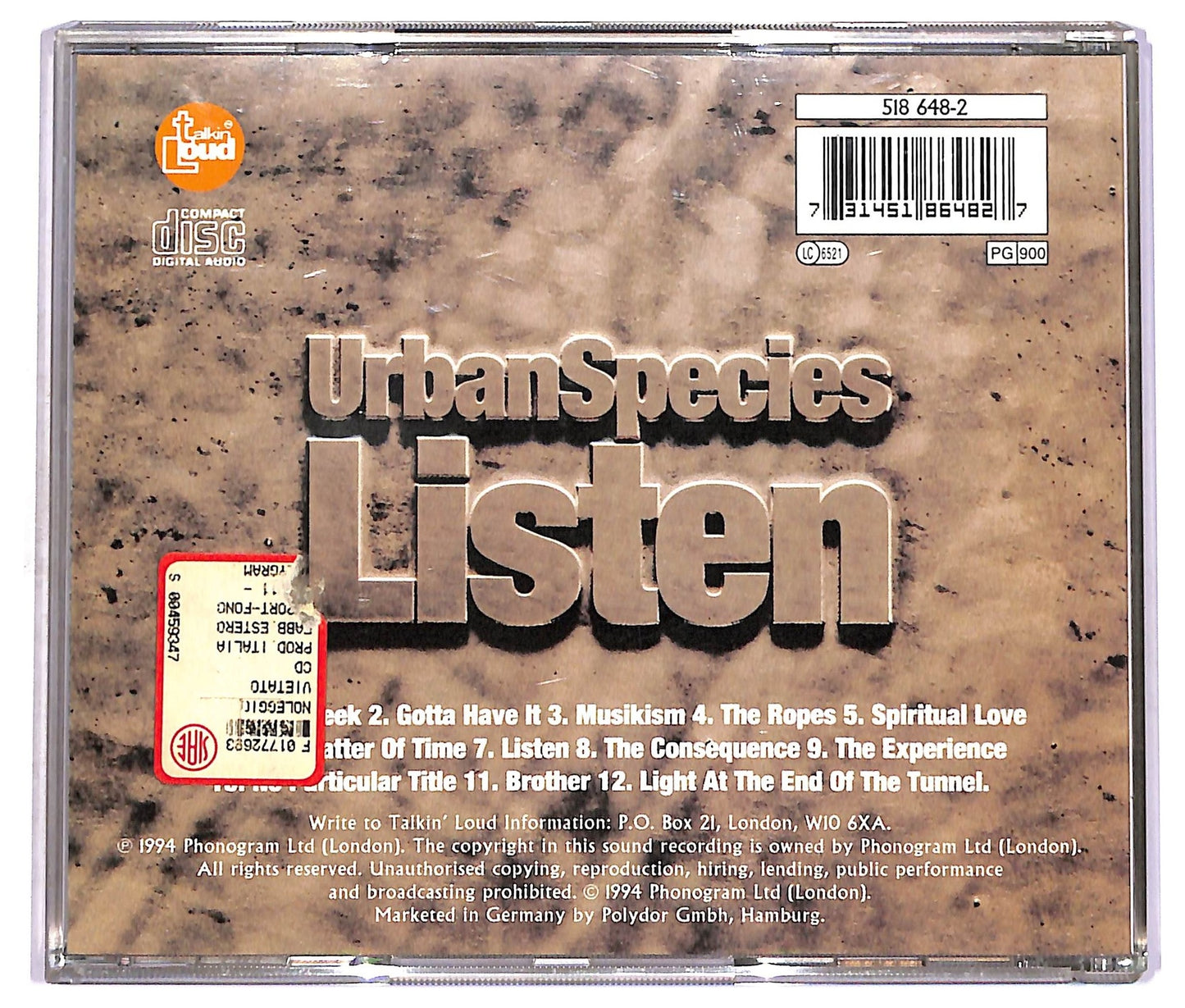 EBOND Urban Species - Listen CD CD081461