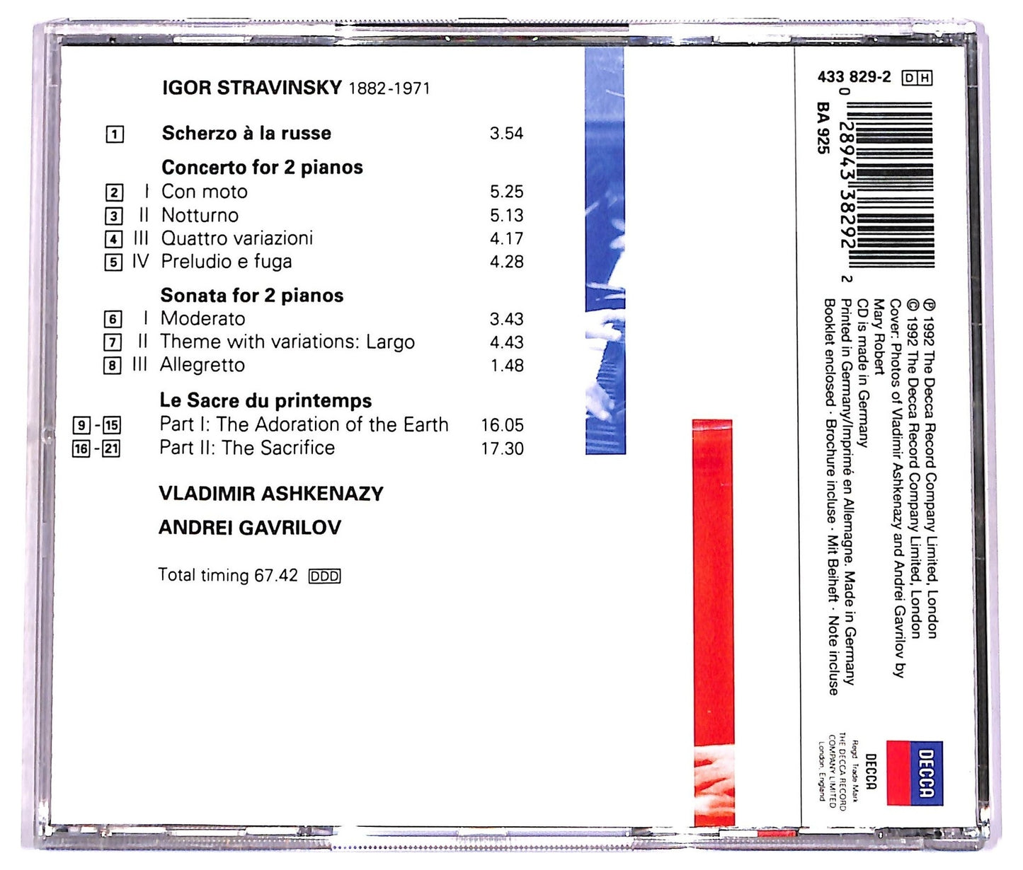 EBOND Stravinsky - Le Sacre Du Printemps, Concerto, Sonata For 2 Pianos CD CD081951