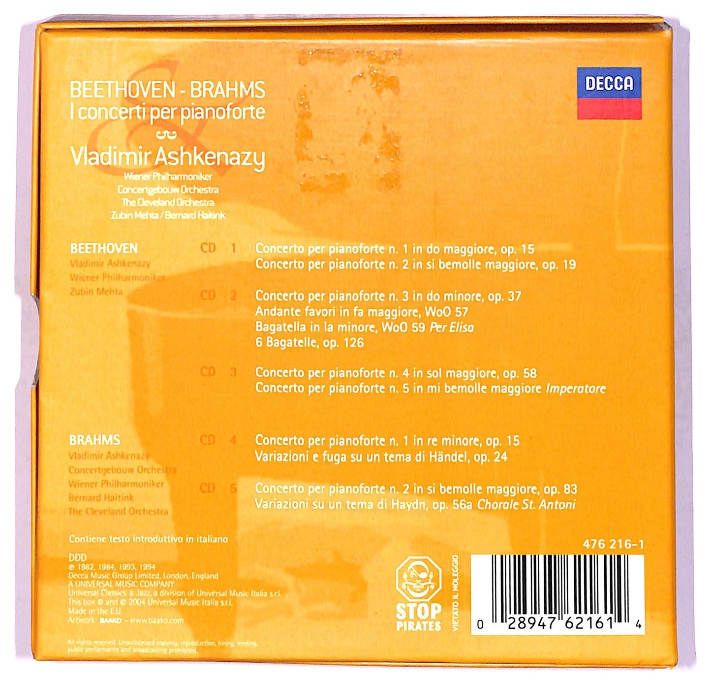 EBOND Beethoven Brahms - I Concerti per pianoforte CD CD082013