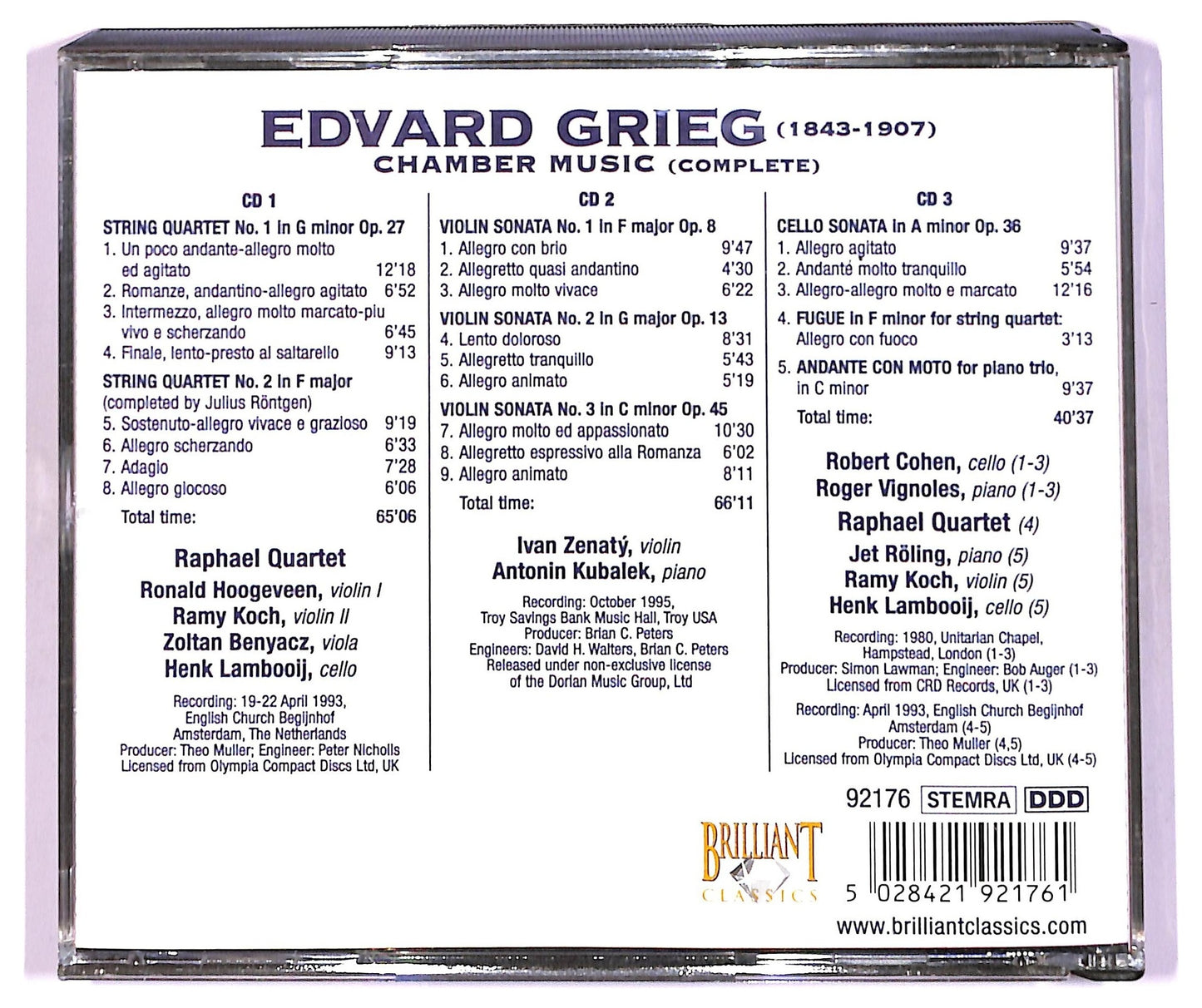 EBOND Edvard Grieg - Chamber Music CD CD082019