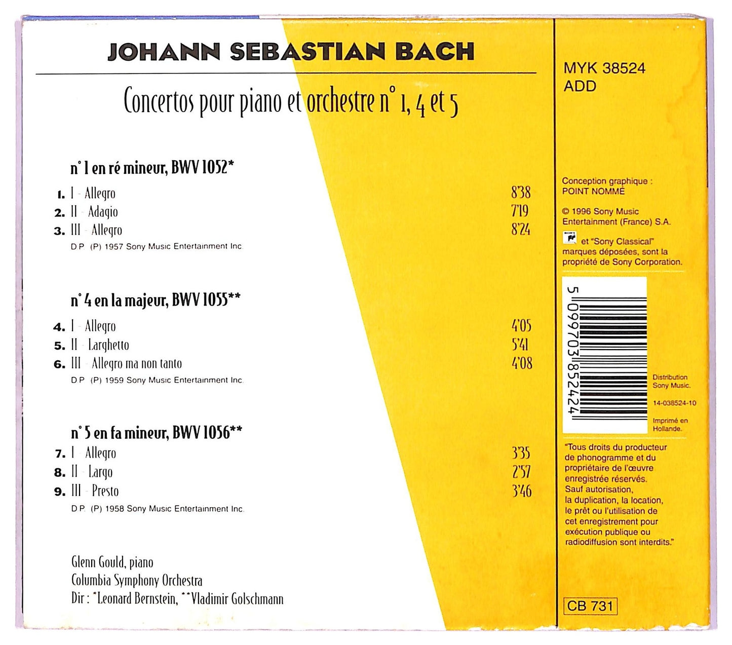 EBOND Bach - Concertos pour piano et orchestre n. 1, 4 et 5 CD CD082026