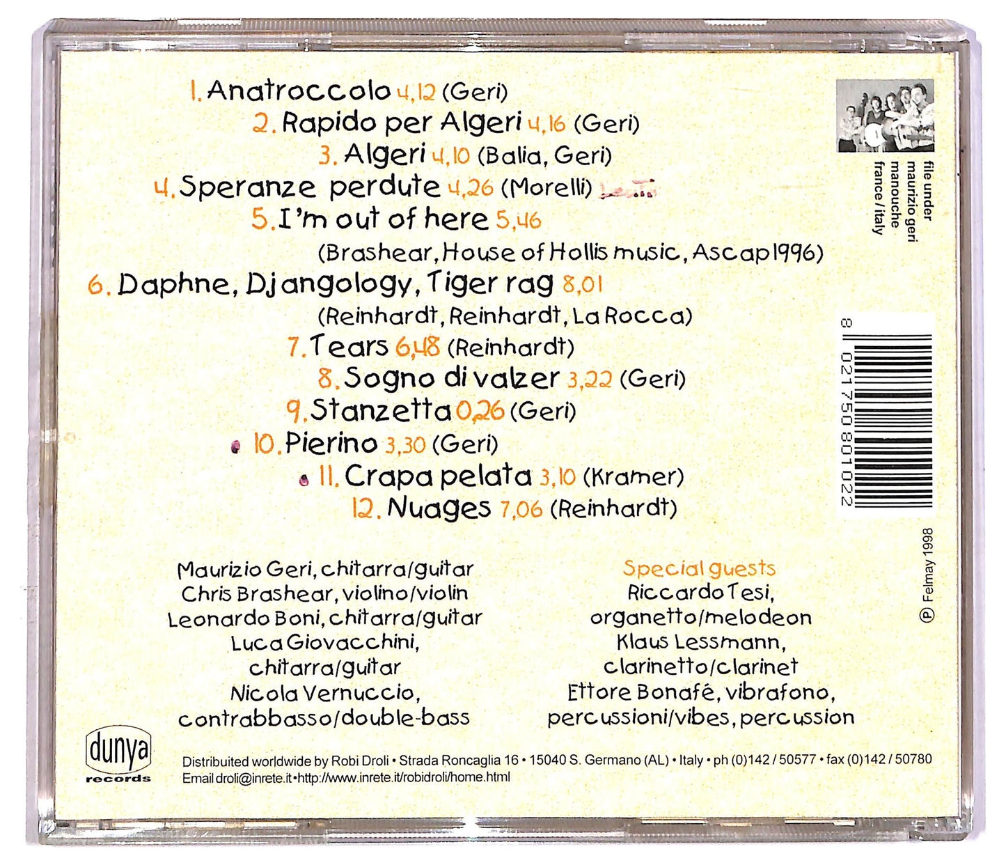 EBOND Maurizio Geri Swingtet - Manouche E Dintorni CD CD082535