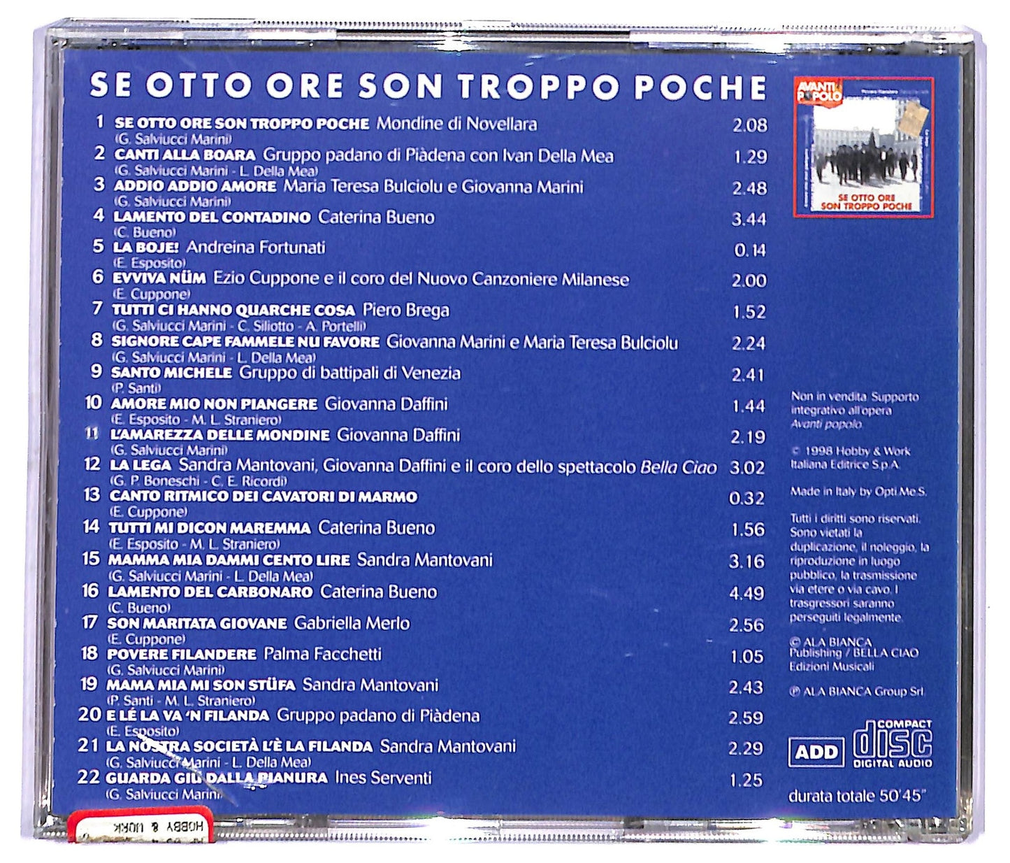 EBOND Various - Avanti Popolo - Se Otto Ore Sono Troppo Poche CD CD084106