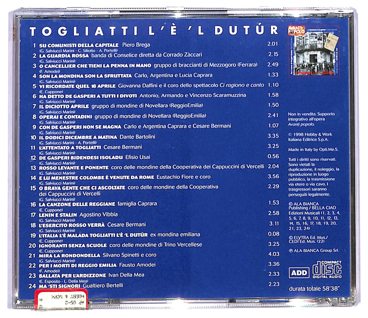 EBOND Various - Avanti Popolo - Togliatti L' E' 'L Dutur CD CD084126