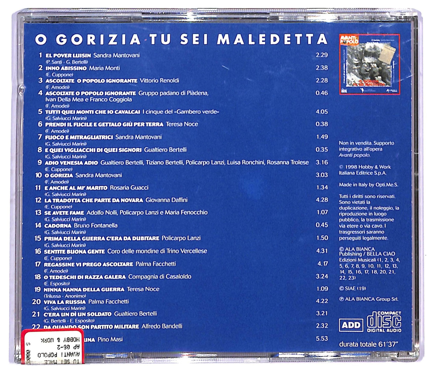 EBOND Various - Avanti Popolo - O Gorizia tu sei Maledetta CD CD084217