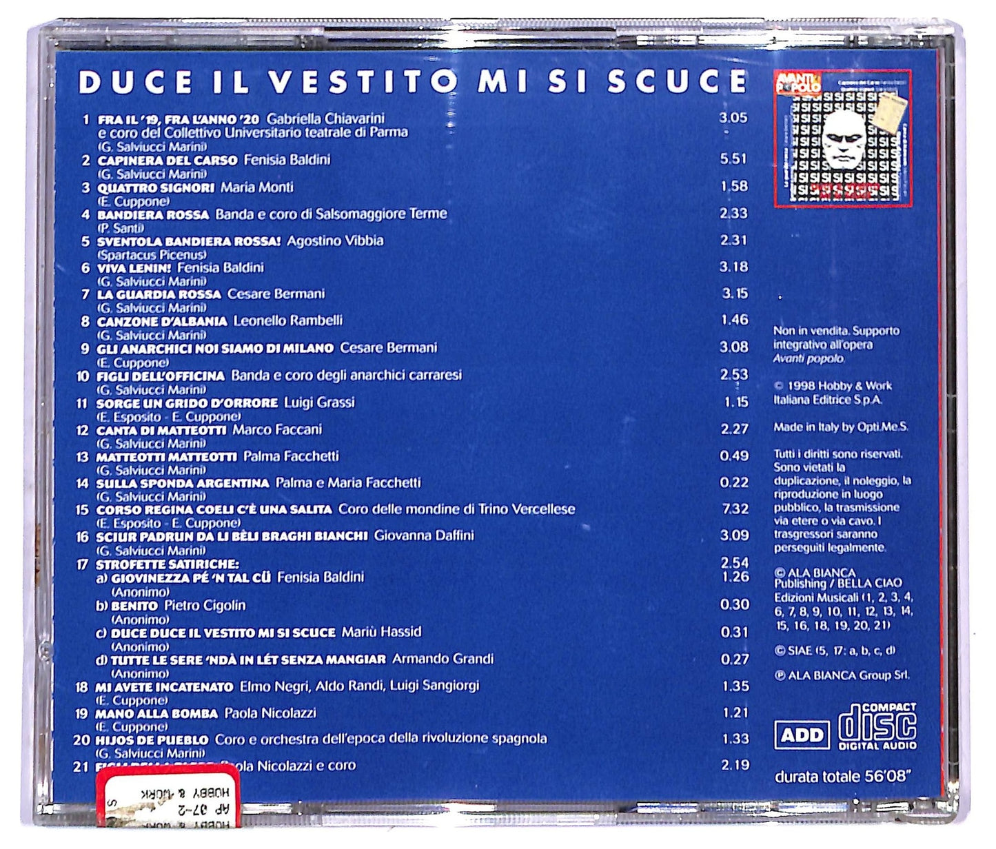 EBOND Various - Avanti Popolo - Duce il vestito mi si scuce CD CD084221