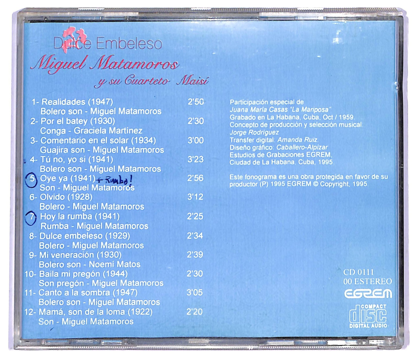 EBOND Miguel Matamoros Con Su Cuarteto Maisi - Dulce Embeleso CD CD084836