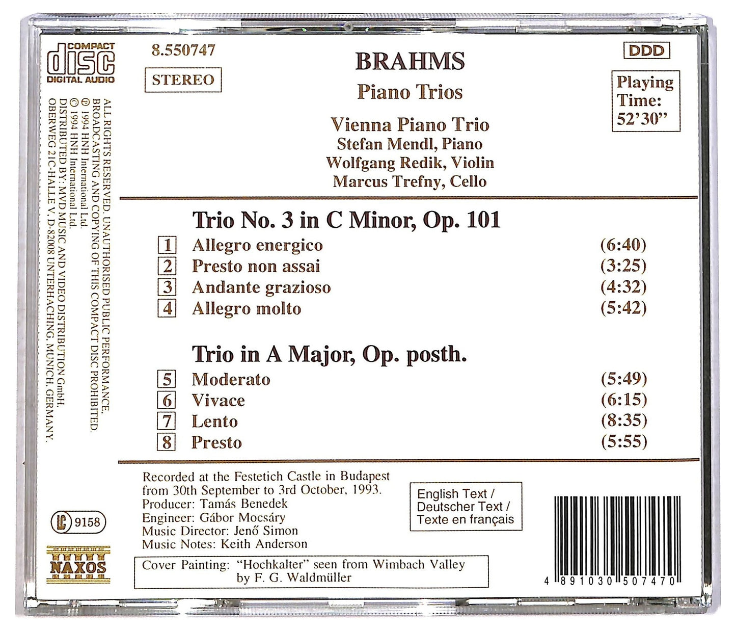 EBOND Johannes Brahms - Piano Trios. No. 3 Op. 101 - Trio In A Major CD CD086448