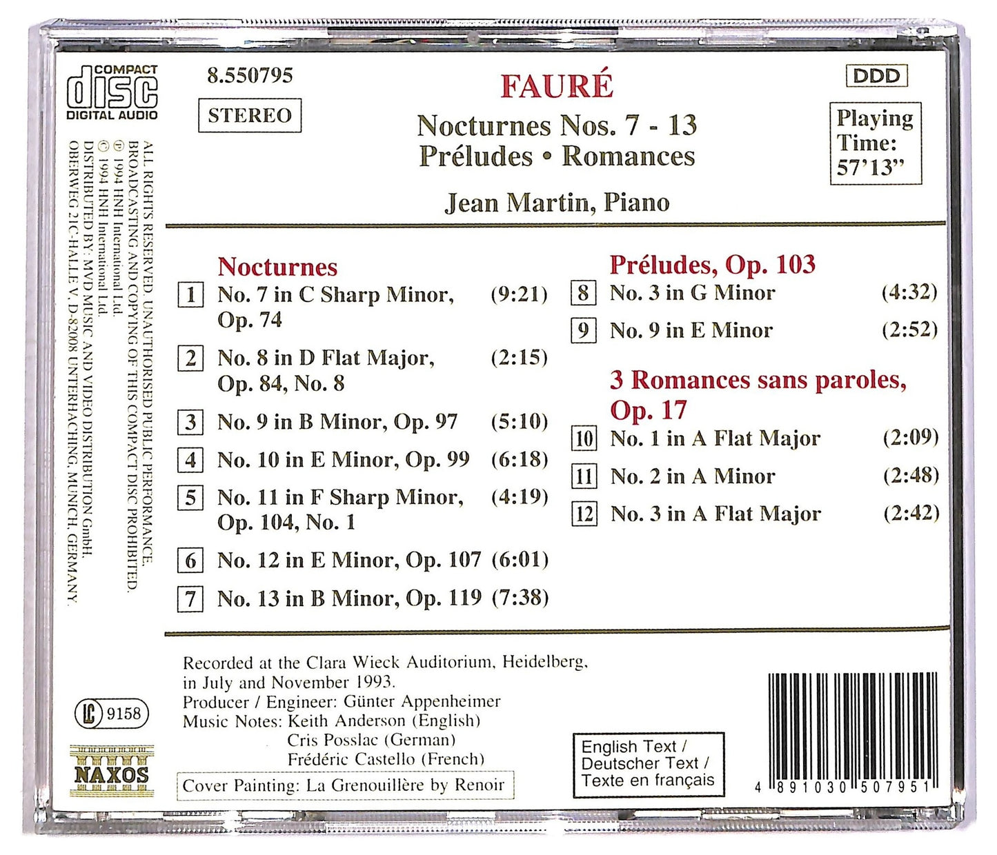 EBOND Faure Jean Martin - Nocturnes Nos. 7 - 13 CD CD086537