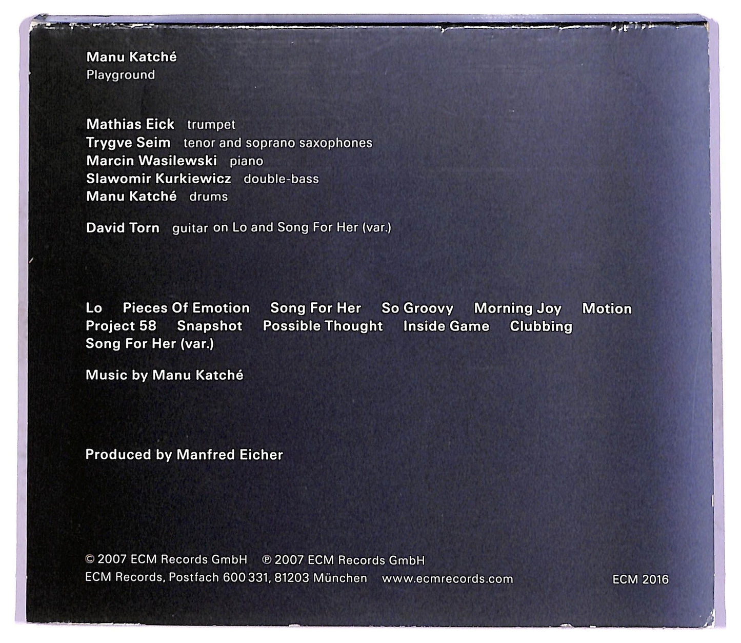 EBOND Manu Katche - Playground CD CD087123