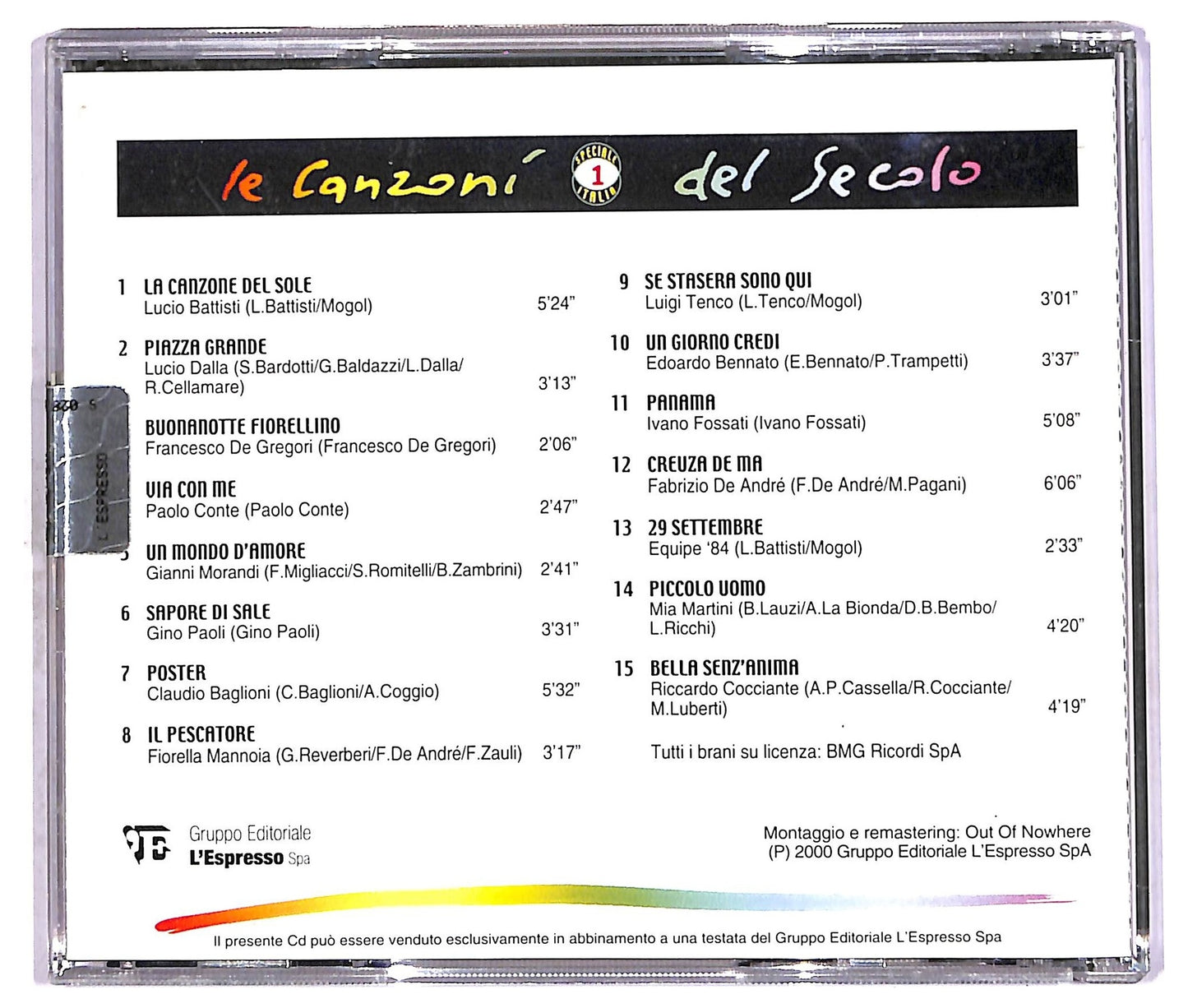 EBOND Various - Le Canzoni Del Secolo Speciale Italia Vol 1 CD CD087247