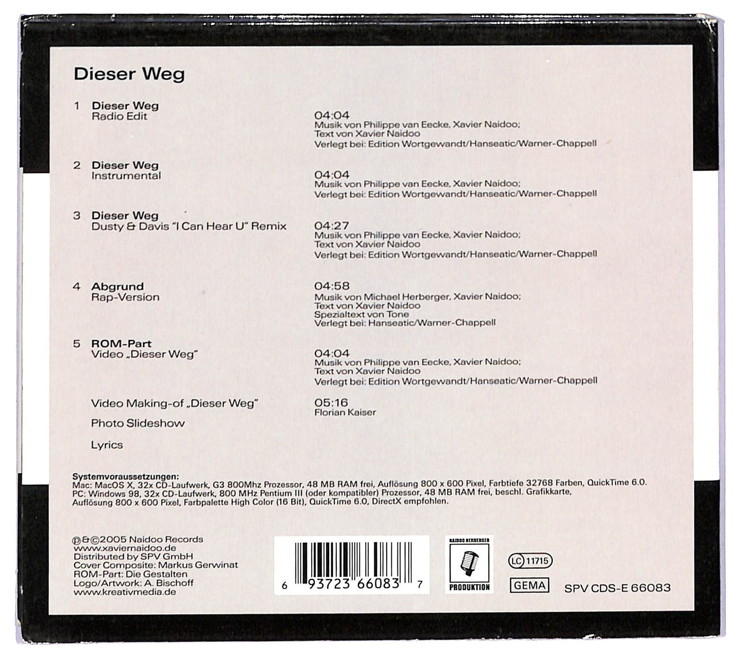 EBOND Xavier Naidoo - Dieser Weg CD CD087663