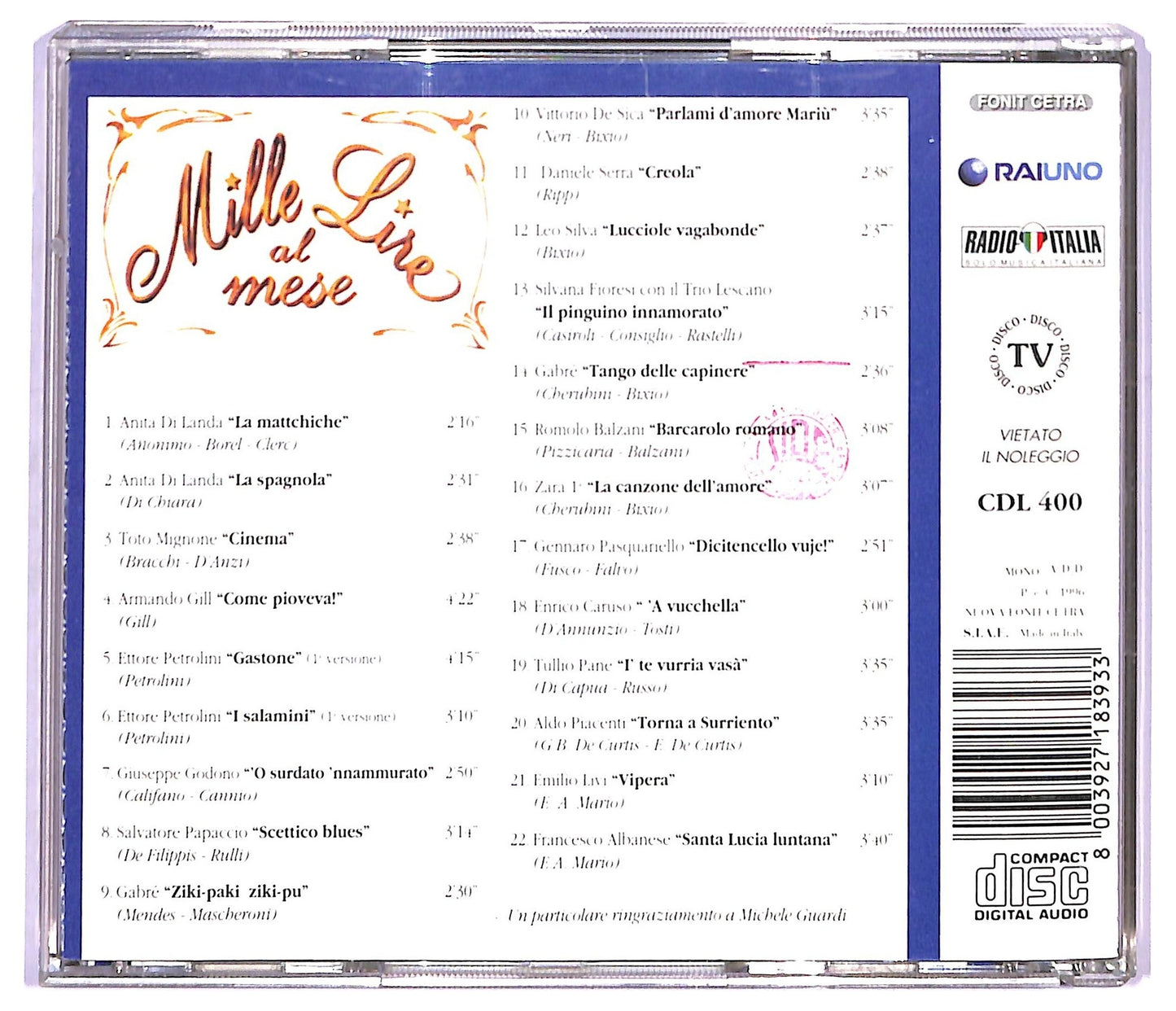 EBOND Various - I grandi successi di Mille Lire al mese CD CD087744