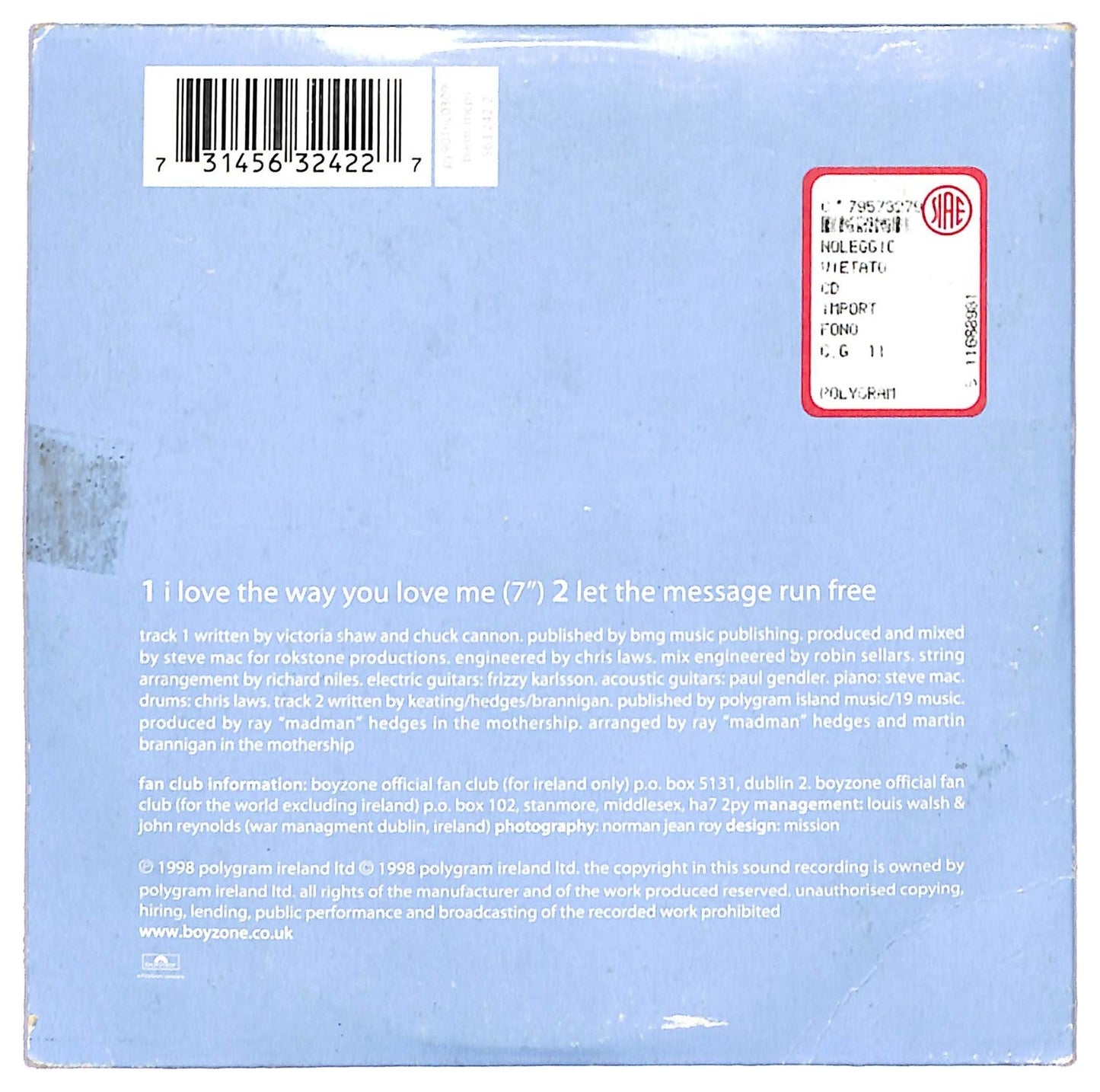 EBOND Boyzone - I Love The Way You Love Me CD CD088627