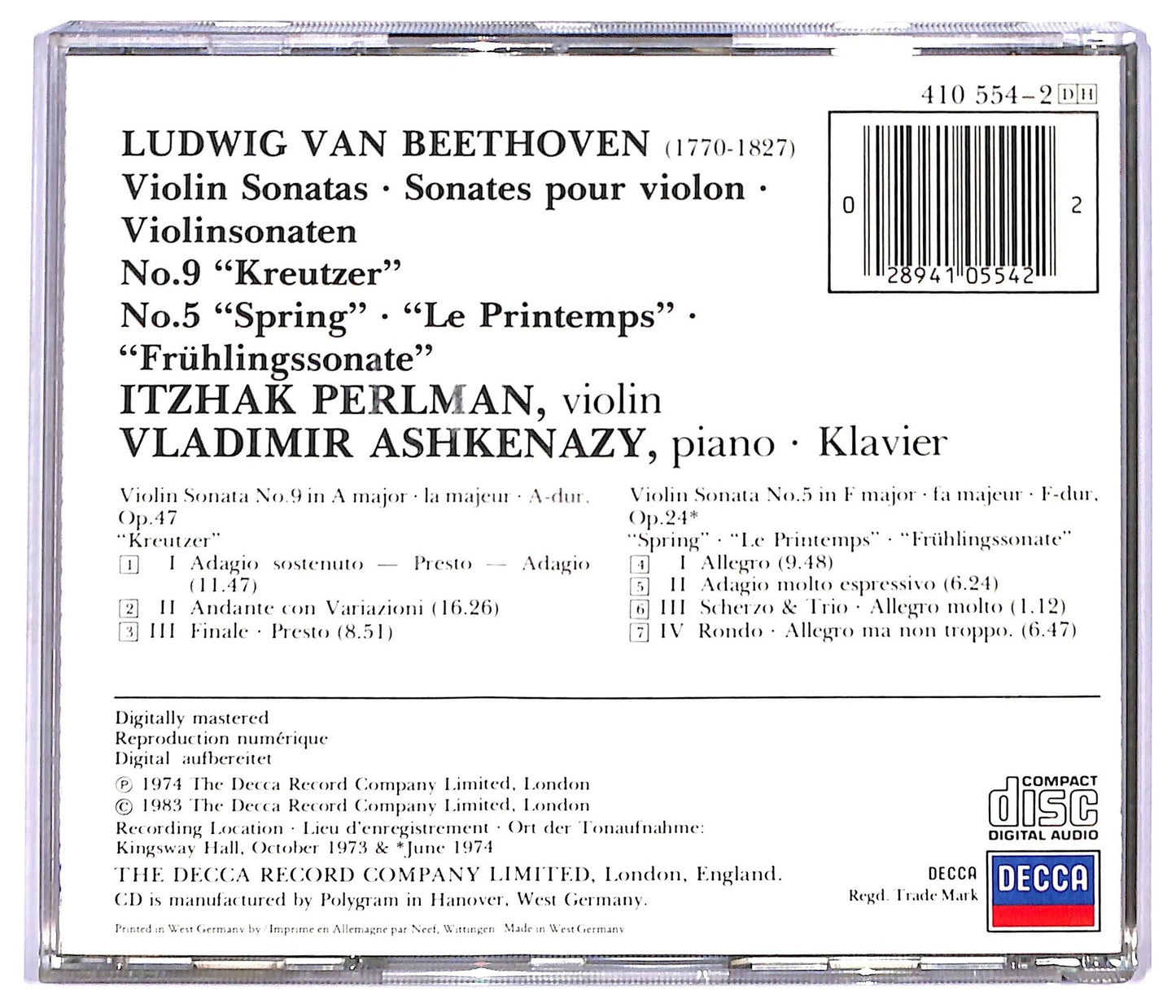 EBOND Beethoven - Violin Sonatas Kreutzer - Spring CD CD088715