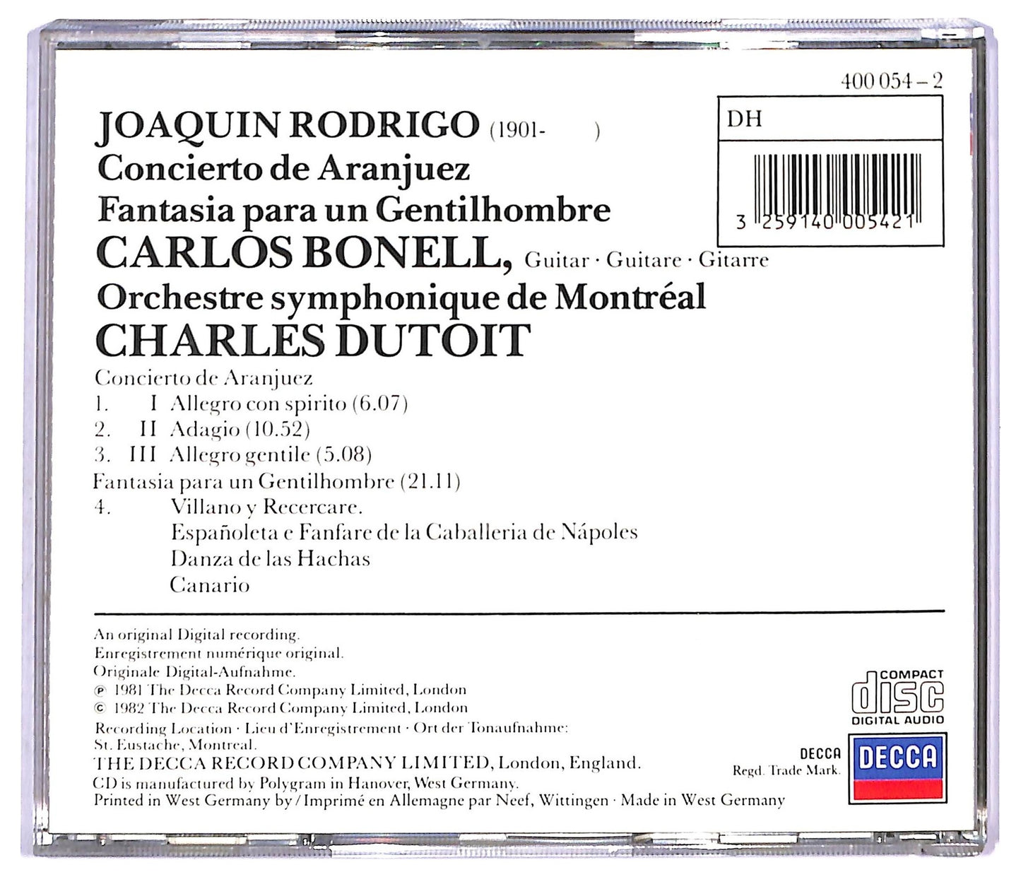EBOND Rodrigo - Concierto De Aranjuez Fantasia Para Un Gentilhombre CD CD088719