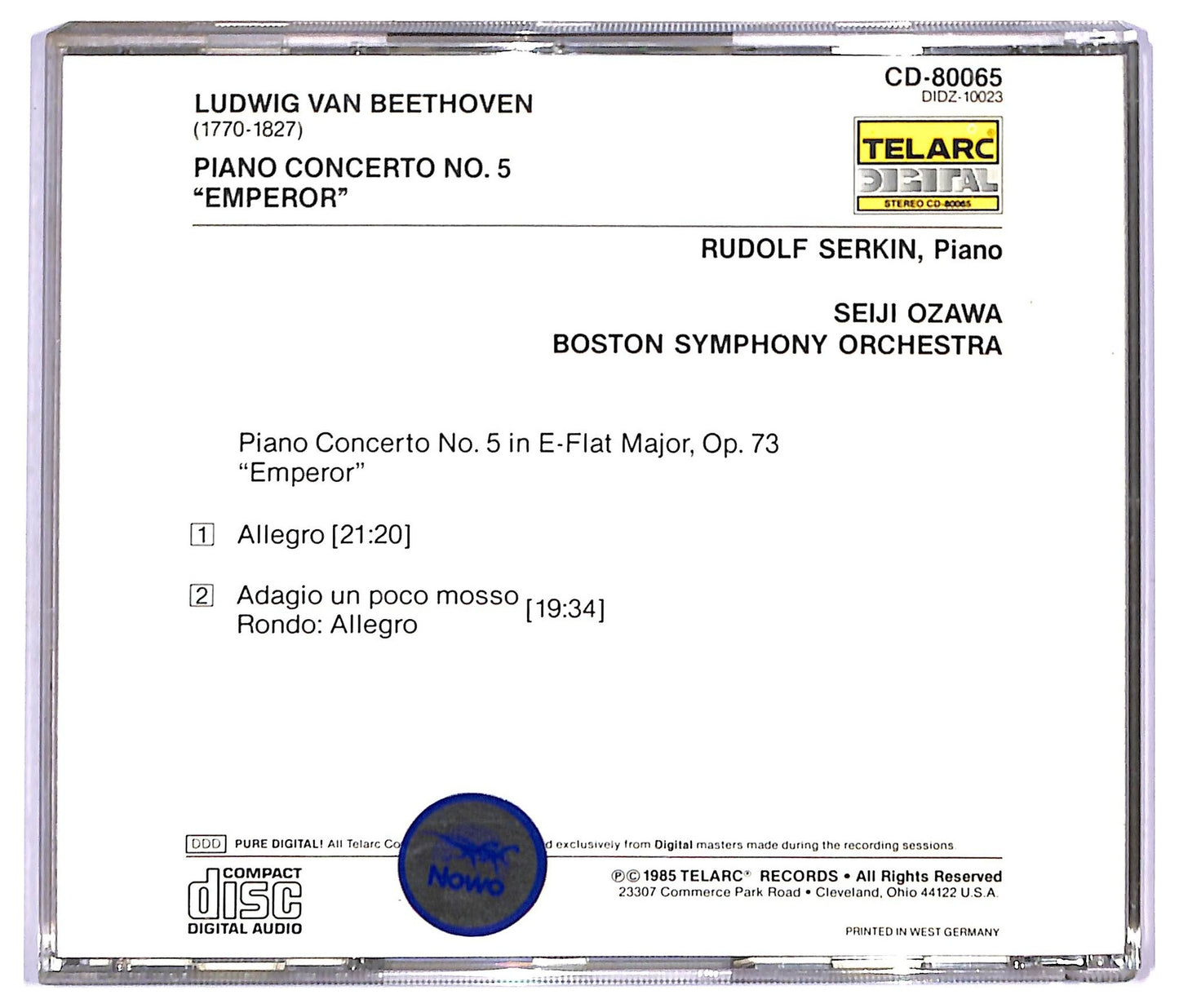 EBOND Beethoven -Rudolf Serkin - Piano Concerto No. 5 Emperor CD CD088723
