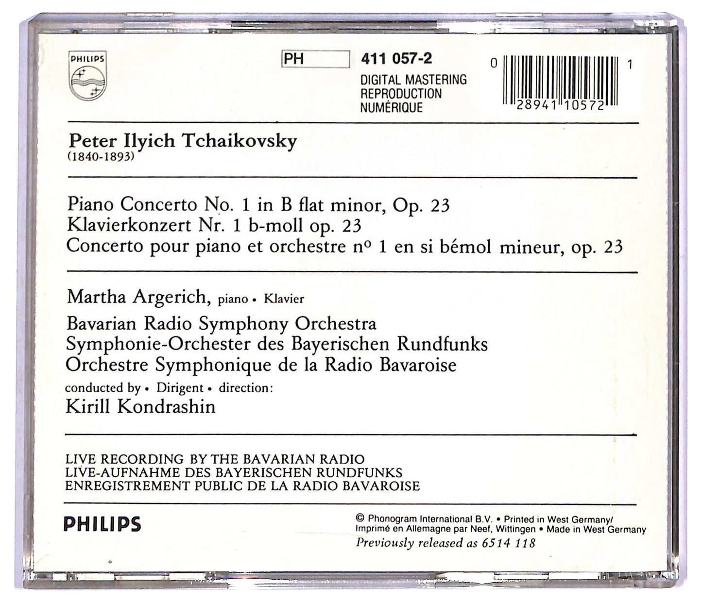 EBOND Martha Argerich - Tchaikovsky - Piano Concerto No. 1 CD CD088739