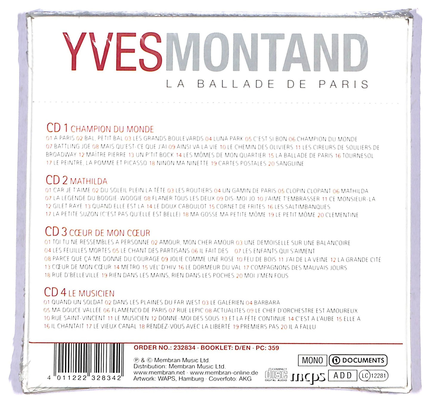 EBOND Yves Montand - La Ballade De Paris CD CD088868