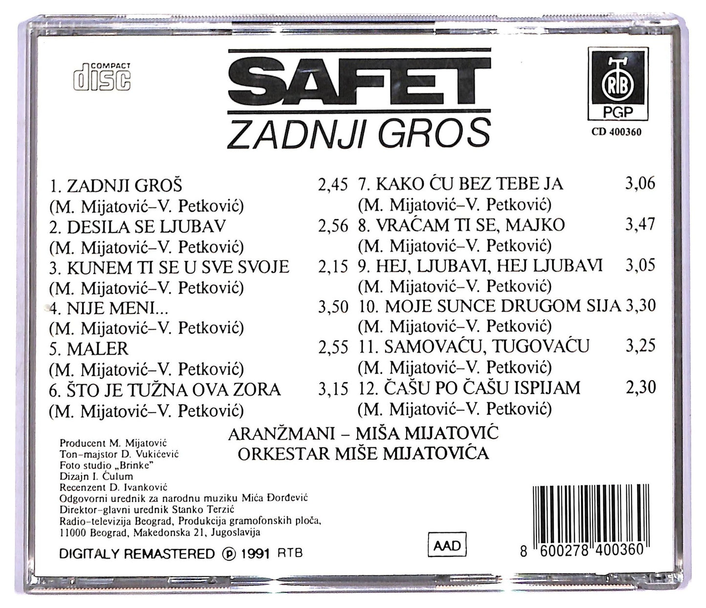 EBOND Safet Alija - Zadnji Gros CD CD088934
