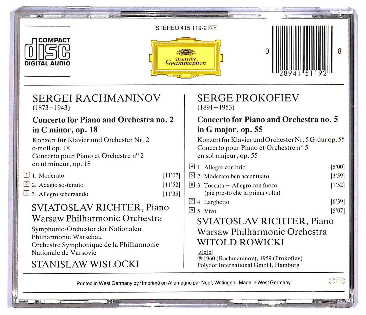 EBOND Rachmaninov - Piano Concerto No. 2 Piano Concerto No. 5 CD CD089010