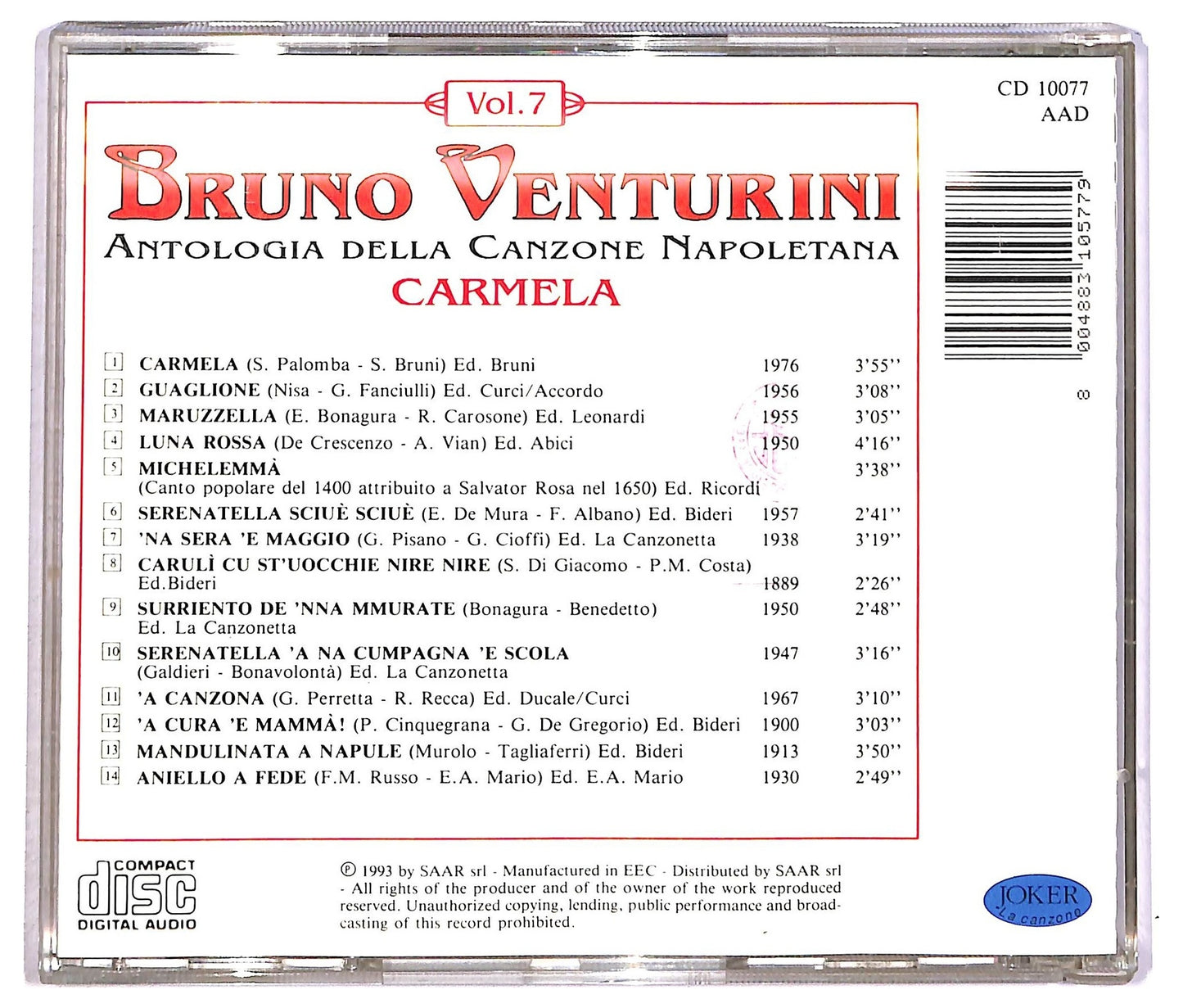EBOND Bruno Venturini - Carmela CD CD089325