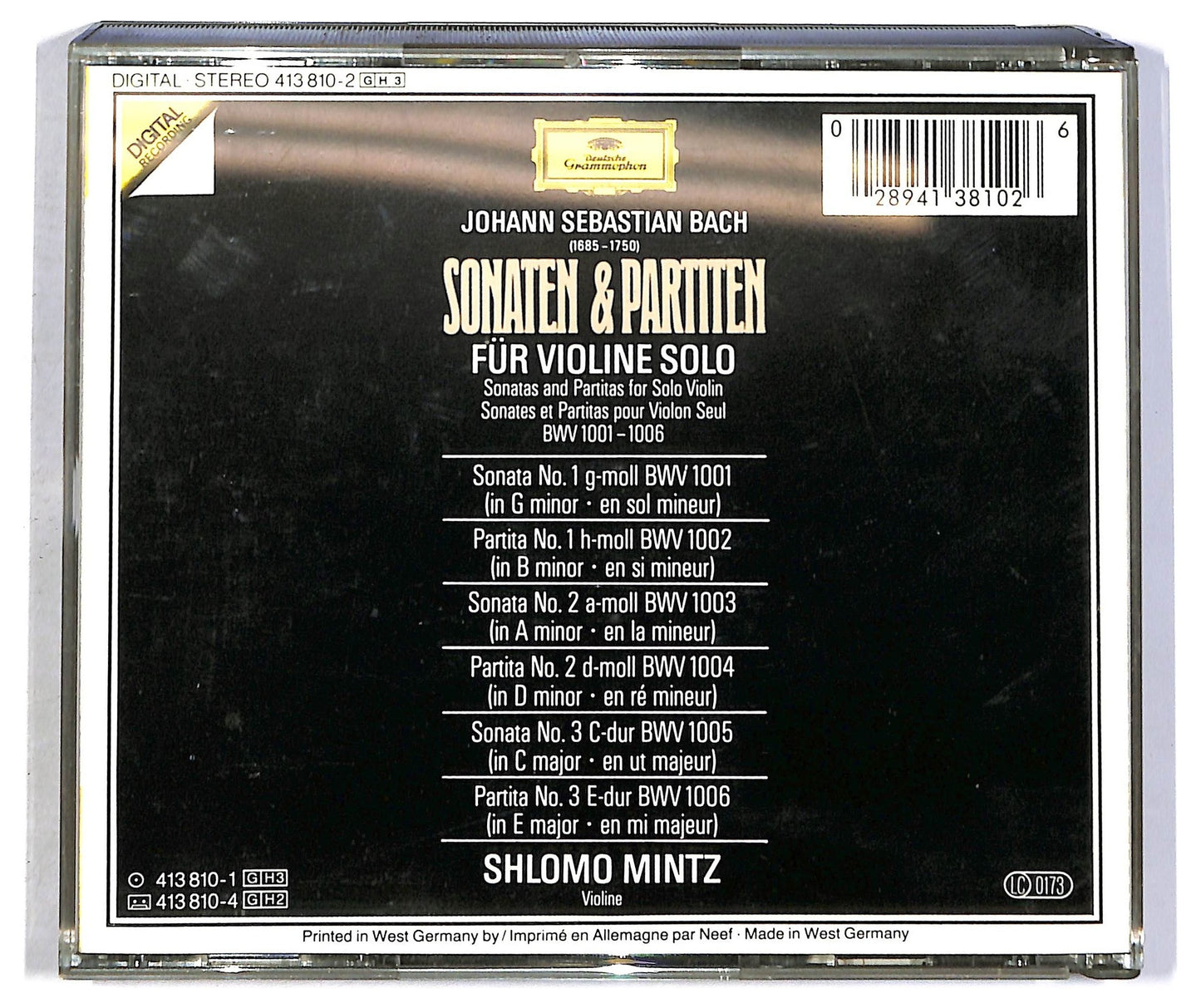 EBOND J. S. Bach - Shlomo Mintz - Sonaten & Partiten BWV 1001–1006 CD CD089609