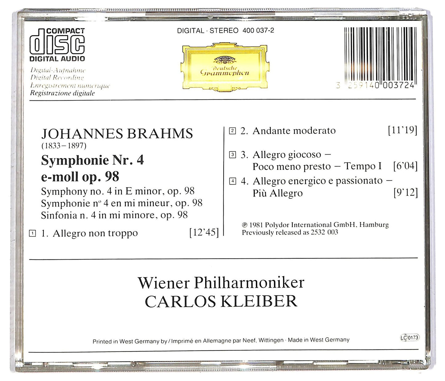 EBOND Johannes Brahms - Symphonie No. 4 CD CD089615