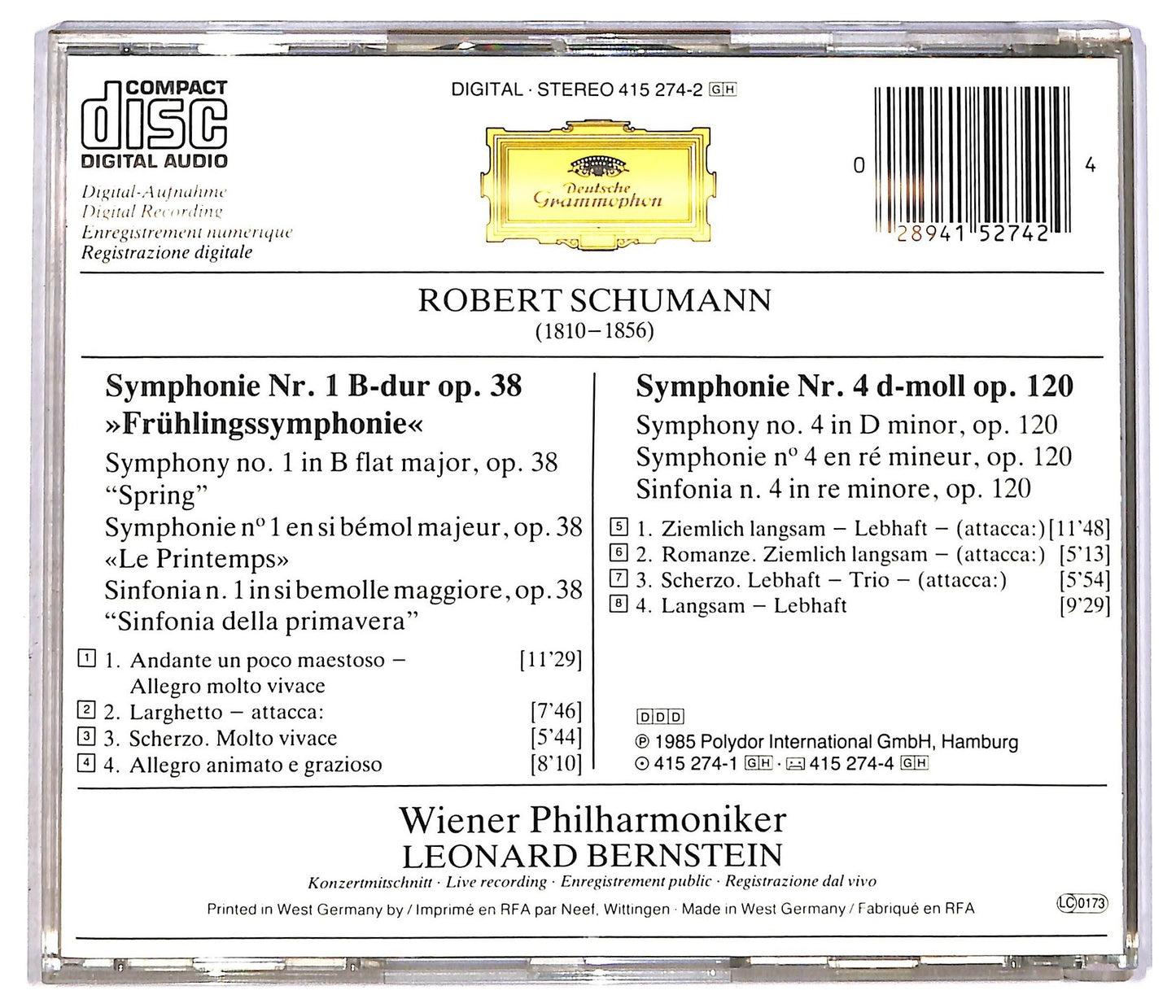 EBOND Schumann - Symphonien No. 1 Le Printemps No. 4 CD CD089634