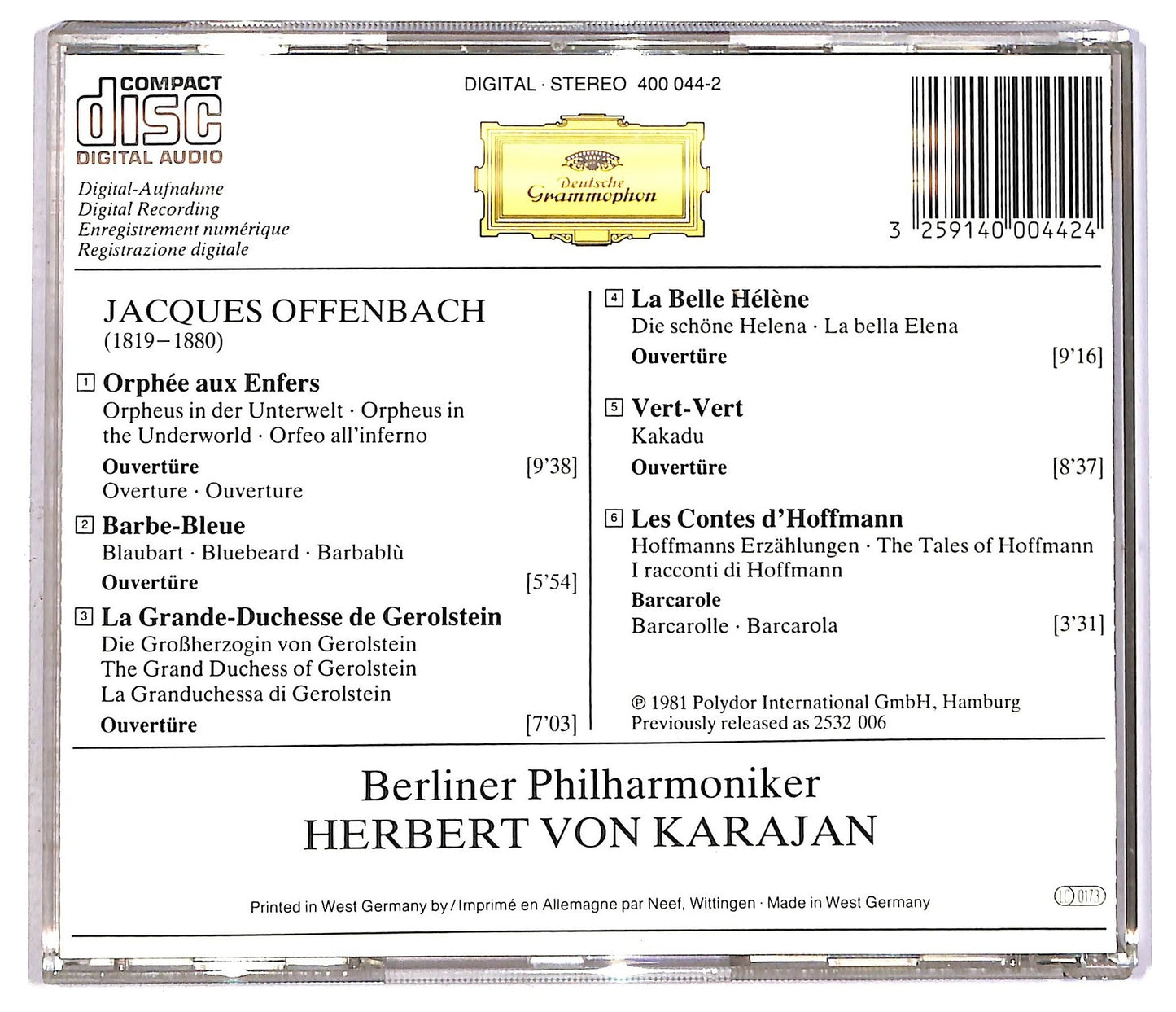EBOND Jacques Offenbach - Overtures CD CD089653